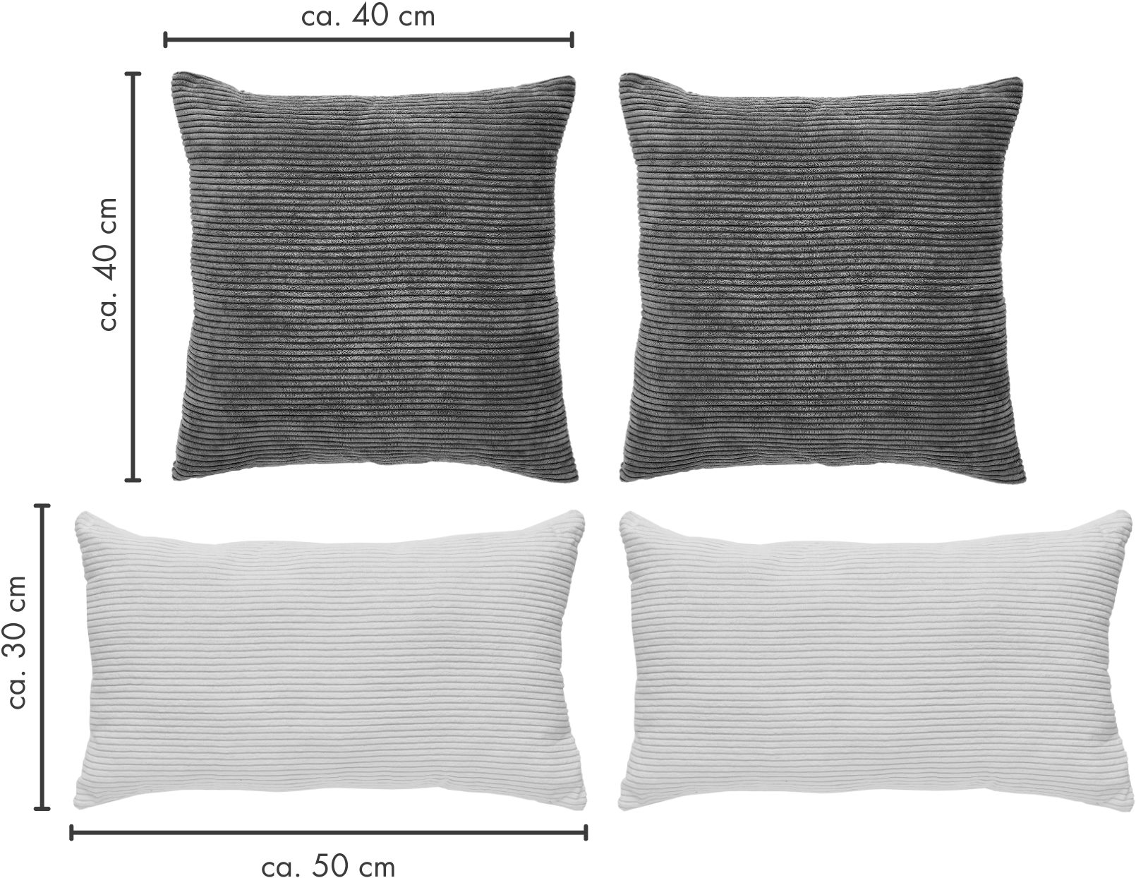 Andiamo Sierkussen Cord kussen Emy, 4-delig set, kussenhoes met vulling