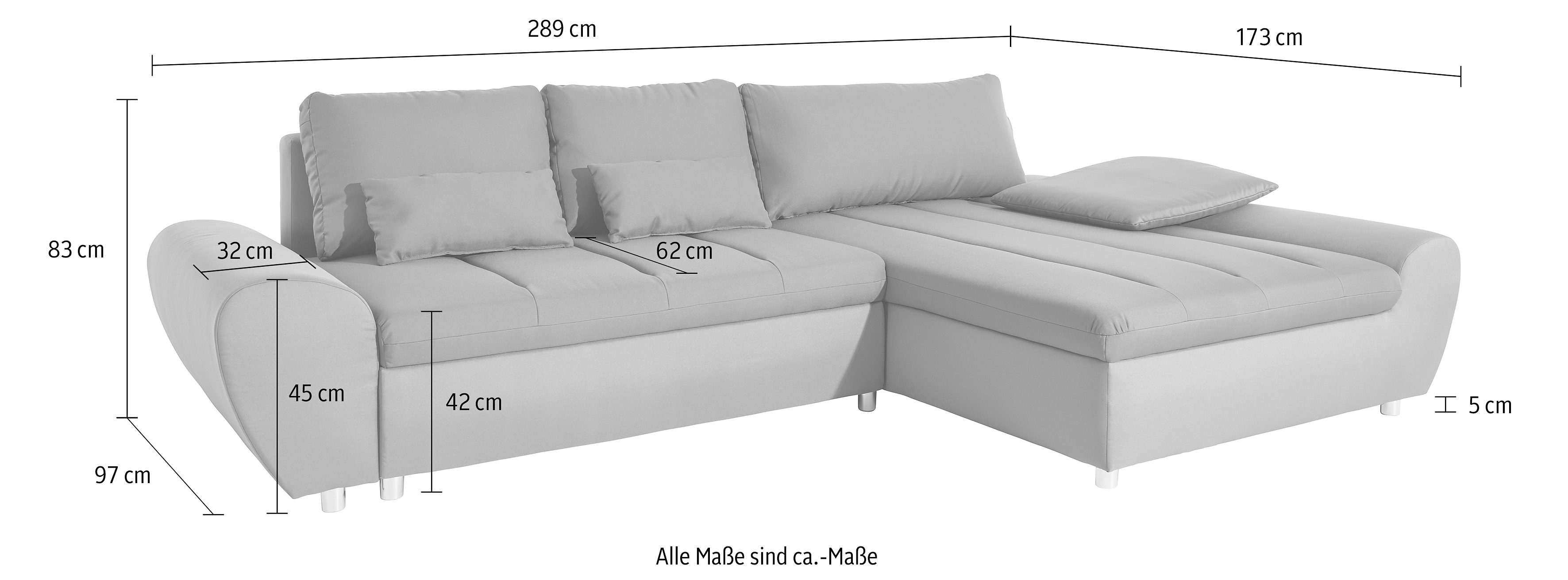 sit&more Hoekbank Bandos L-vorm in 2 verschillende maten, naar keuze met slaapfunctie