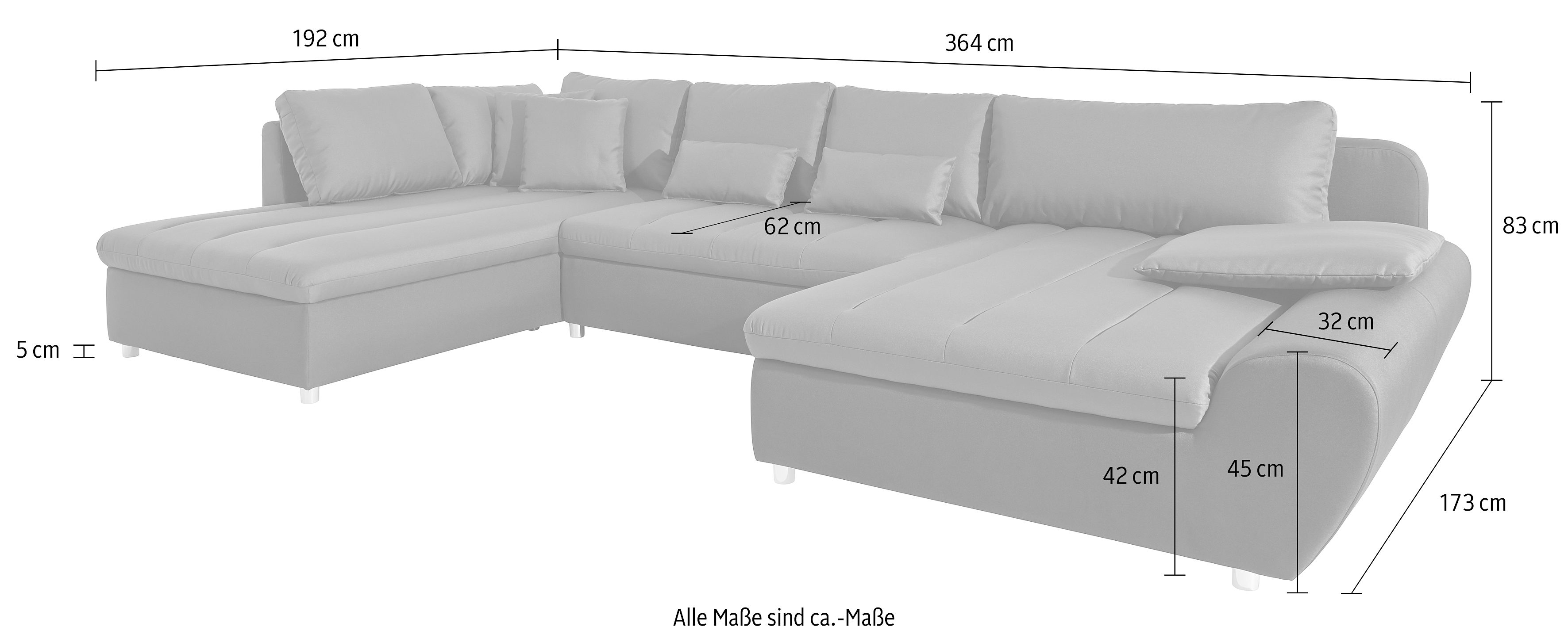 sit&more Zithoek Bandos U-vorm in 2 verschillende maten, naar keuze met slaapfunctie + bedkist