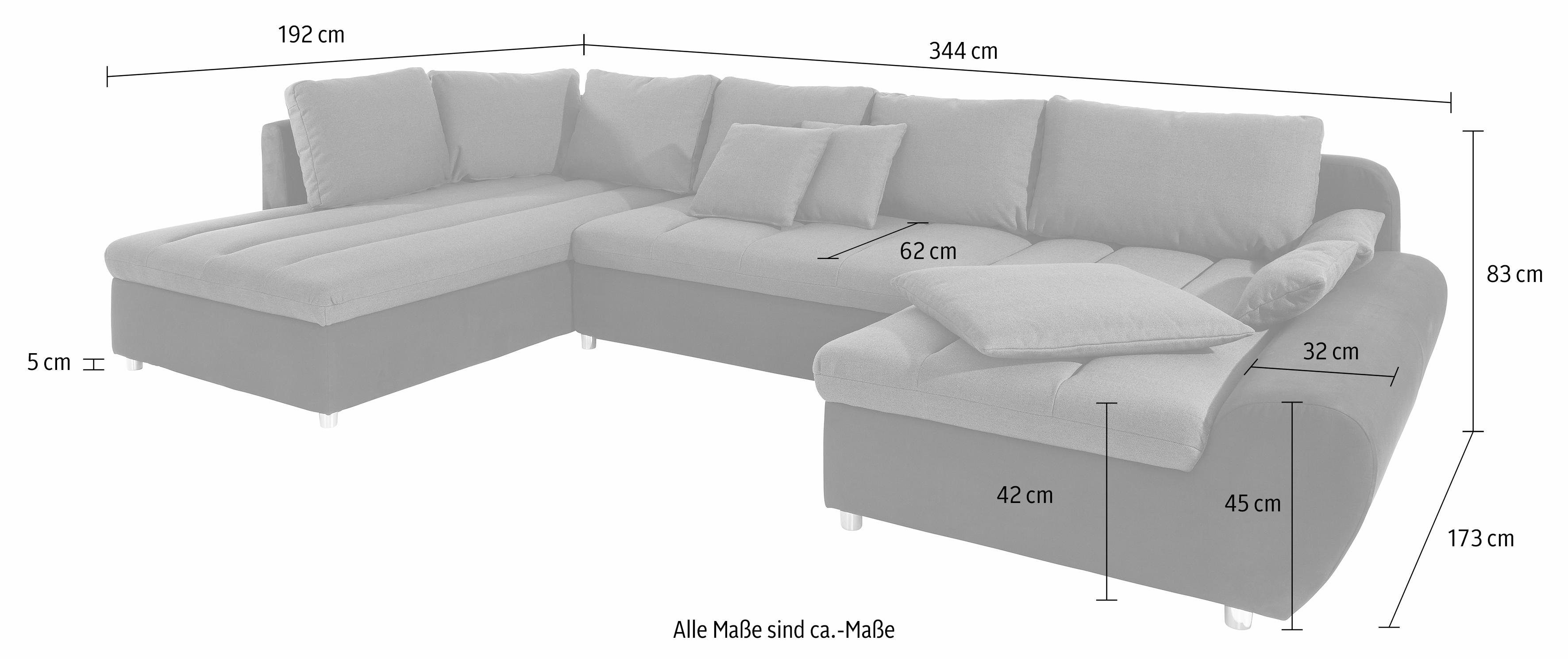 sit&more Zithoek Bandos U-vorm in 2 verschillende maten, naar keuze met slaapfunctie + bedkist