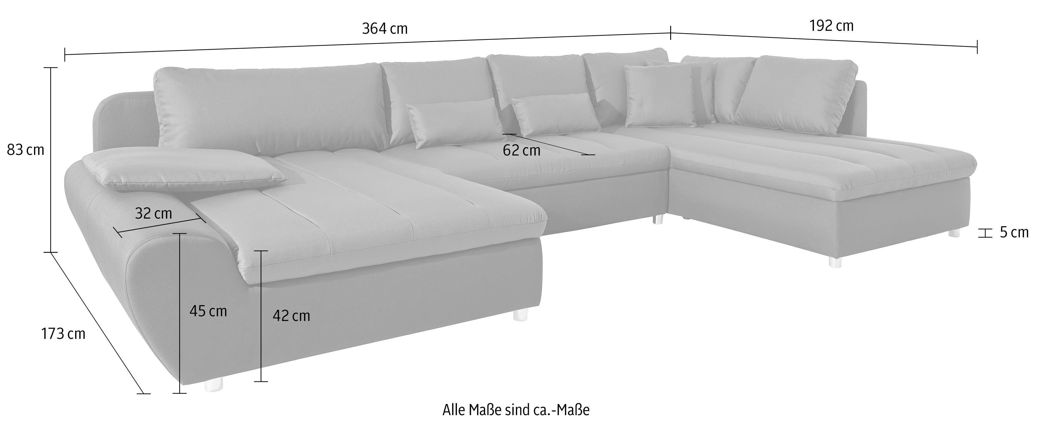 sit&more Zithoek Bandos U-vorm in 2 verschillende maten, naar keuze met slaapfunctie + bedkist
