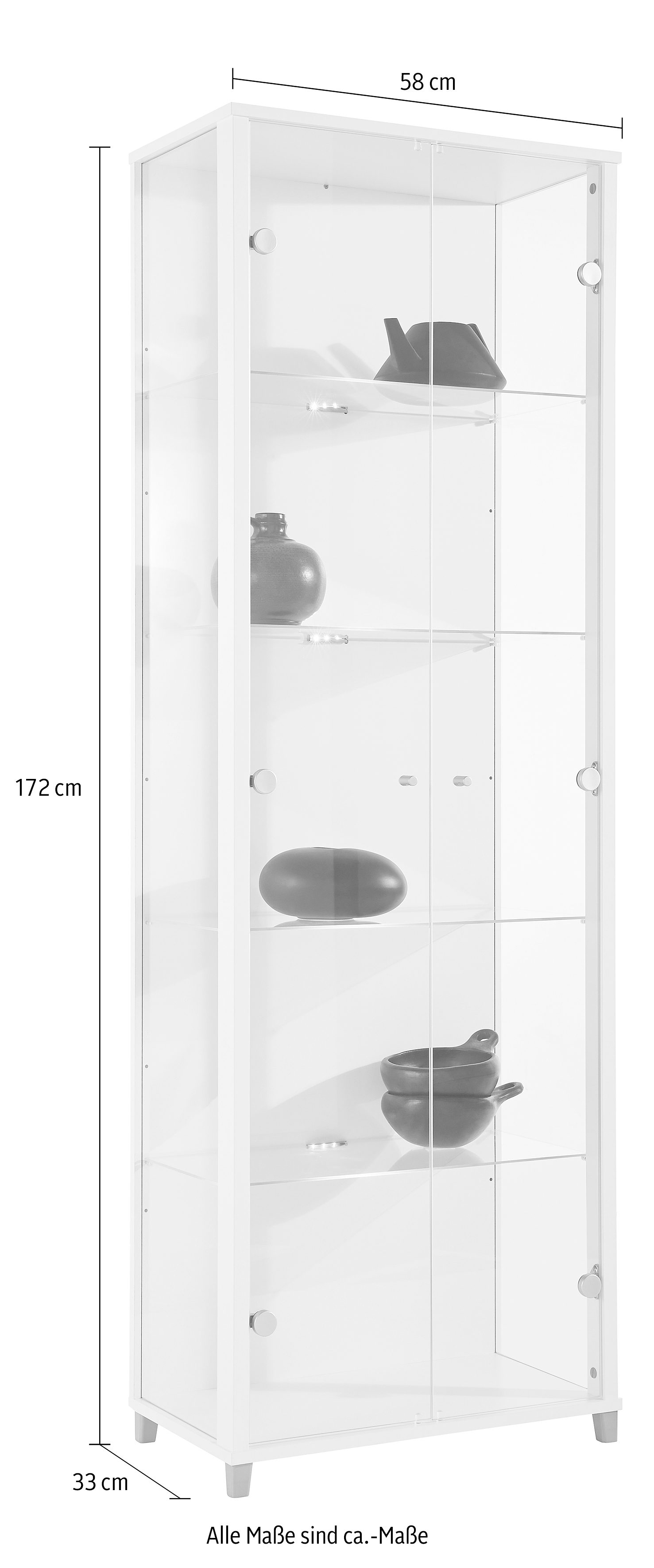 fif möbel Vitrinekast OPTIMA Staande vitrine/glasvitrine met 2 glazen deuren, perfect voor verzamelaars, verzamelvitrine