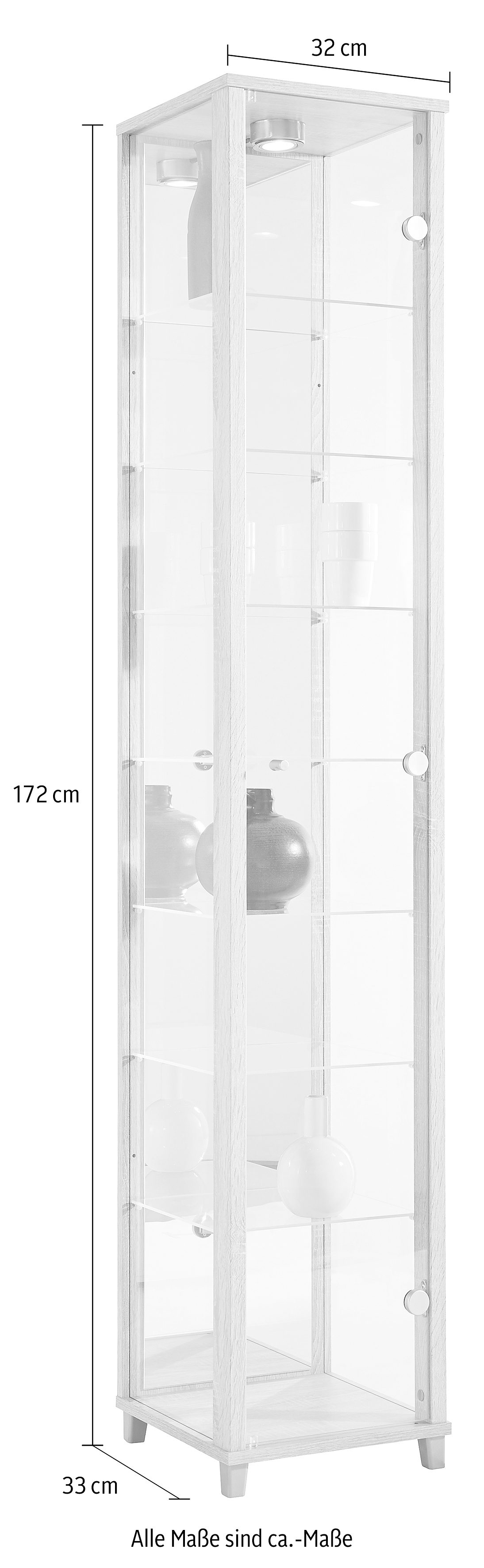 fif möbel Vitrinekast OPTIMA Staande vitrine/Glasvitrine 1x Glazen deur, perfect voor verzamelaars, verzamelvitrine