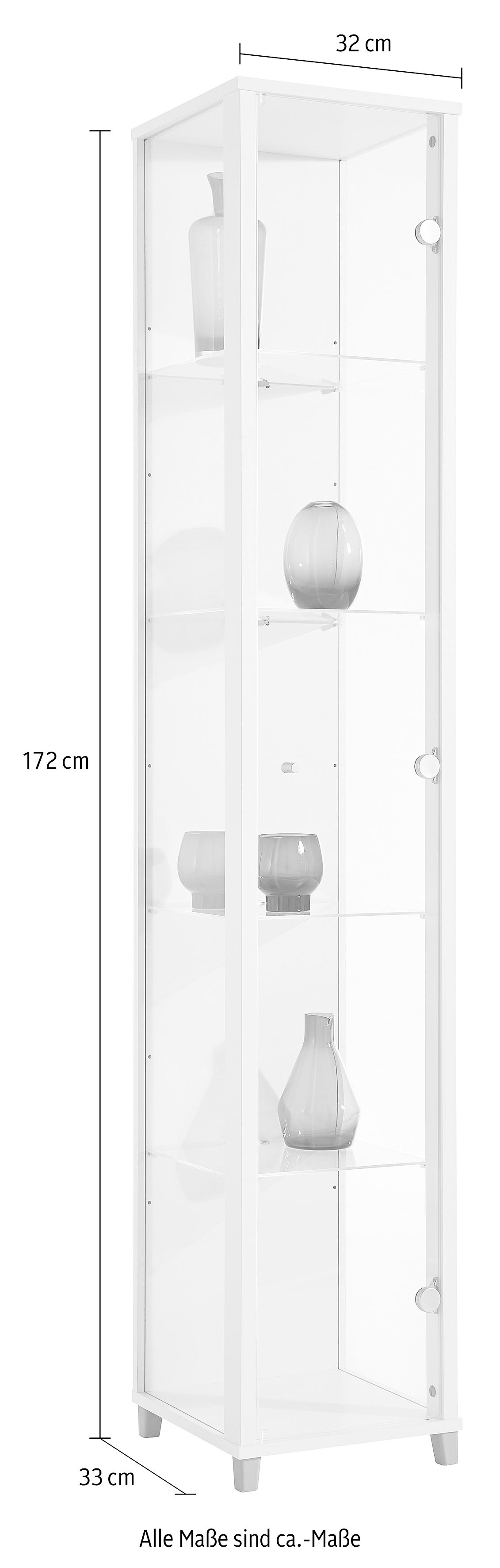 fif möbel Vitrinekast OPTIMA Staande vitrine/Glasvitrine 1x Glazen deur, perfect voor verzamelaars, verzamelvitrine