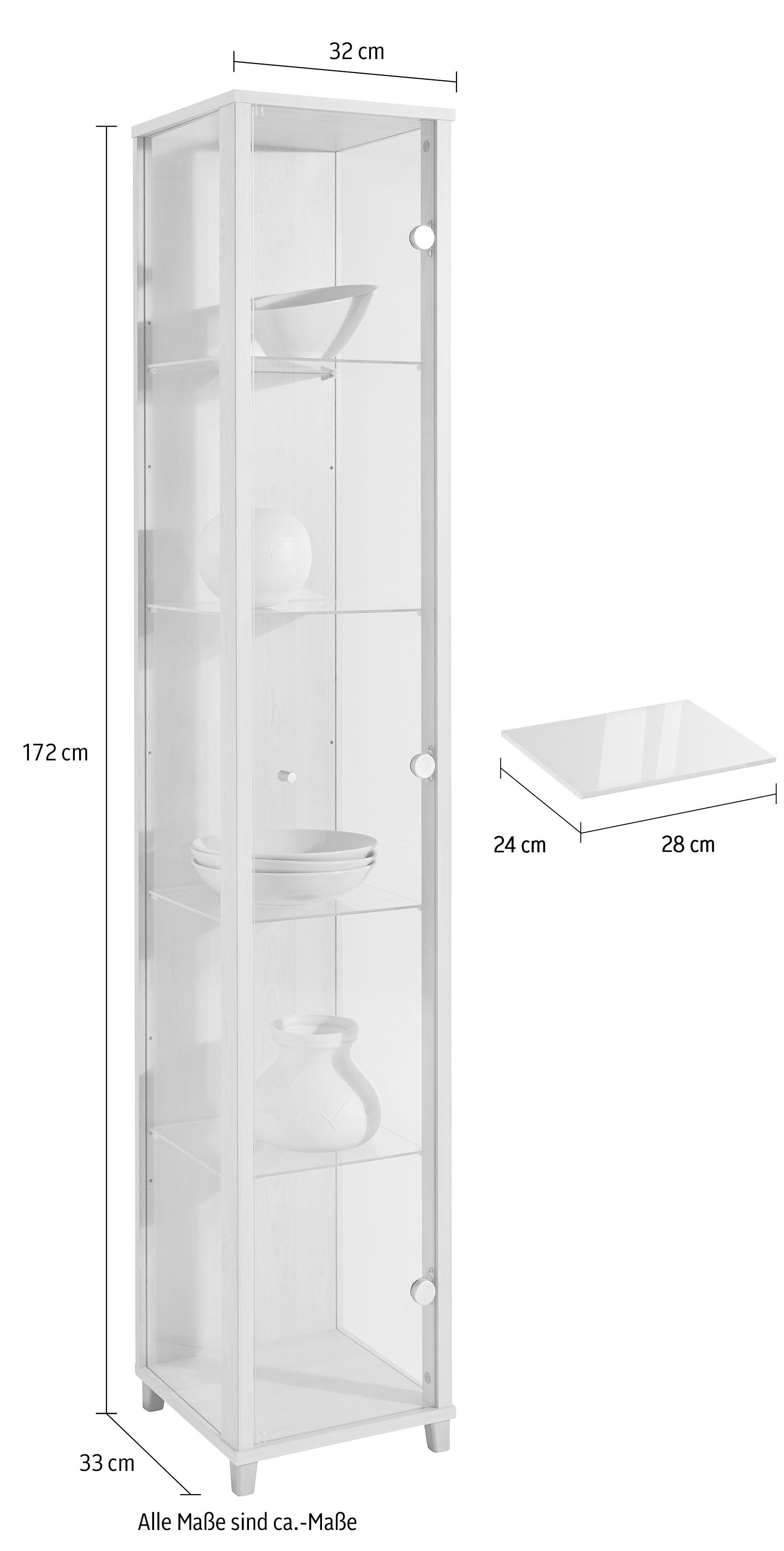 fif möbel Vitrinekast OPTIMA Staande vitrine/Glasvitrine 1x Glazen deur, perfect voor verzamelaars, verzamelvitrine