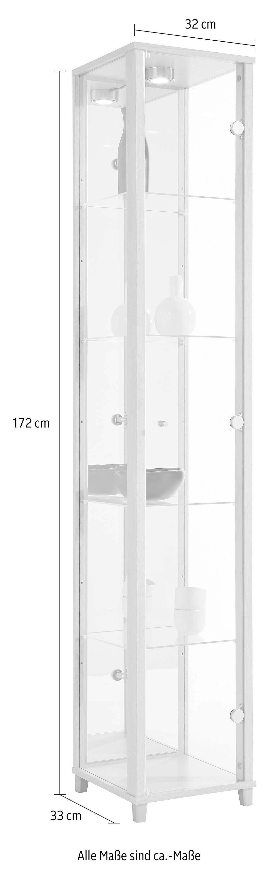 fif möbel Vitrinekast OPTIMA Staande vitrine/Glasvitrine 1x Glazen deur, perfect voor verzamelaars, verzamelvitrine