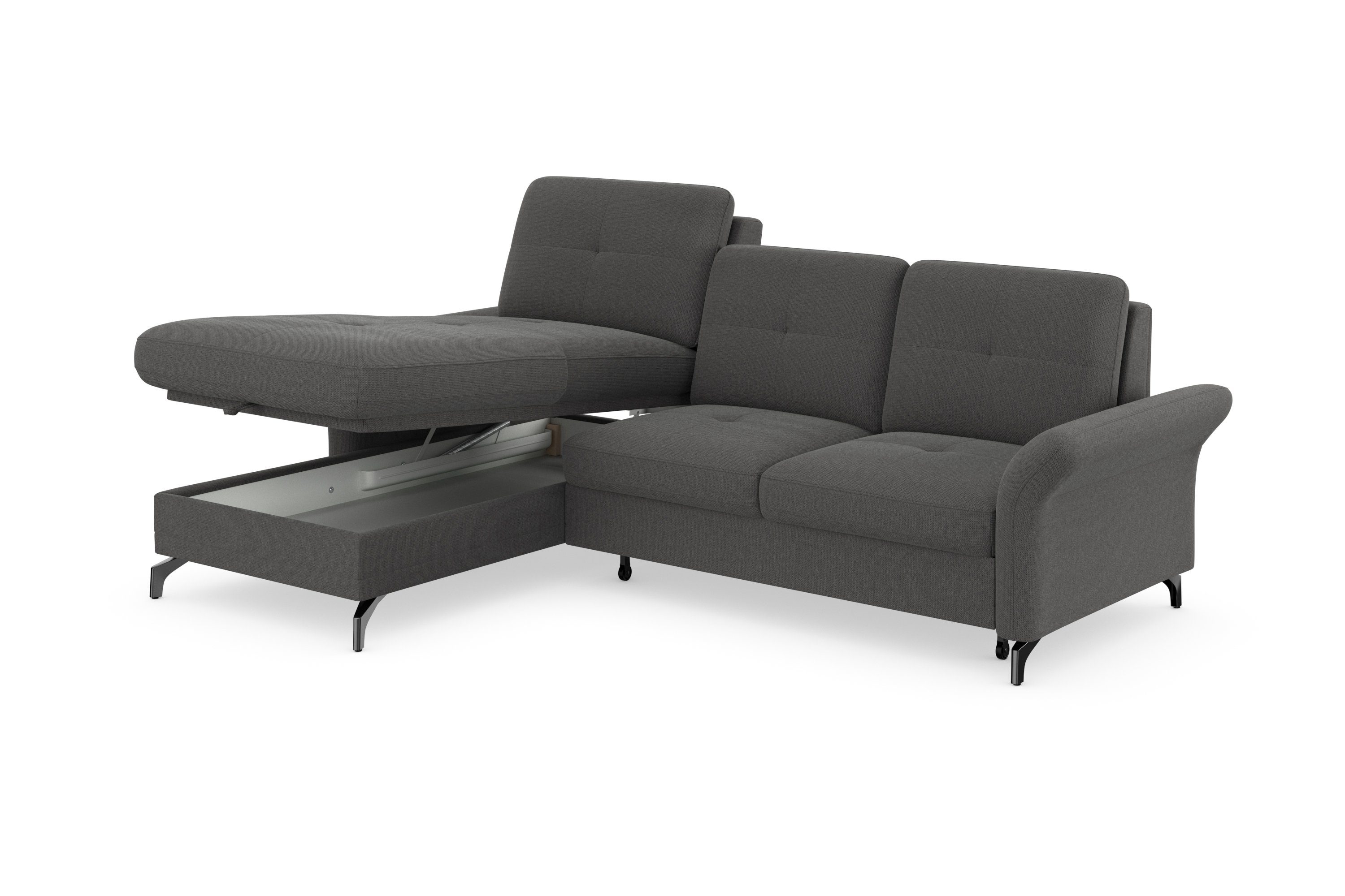 Places of Style Hoekbank Calando L-vorm naar keuze met slaapfunctie, bedkist en armleuning