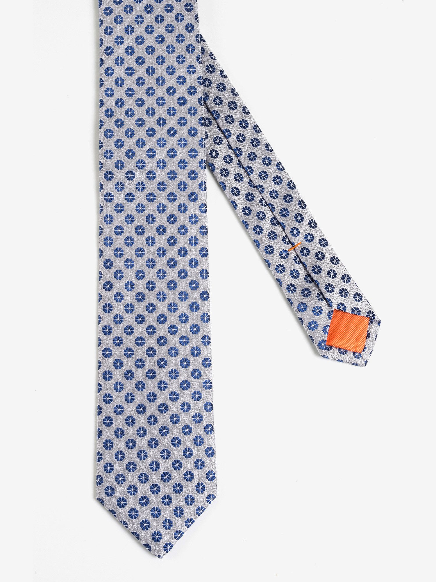 MONTI Stropdas gemaakt van pure zijde, met blauwe ornamenten, 6,5 cm breed (1 stuk)