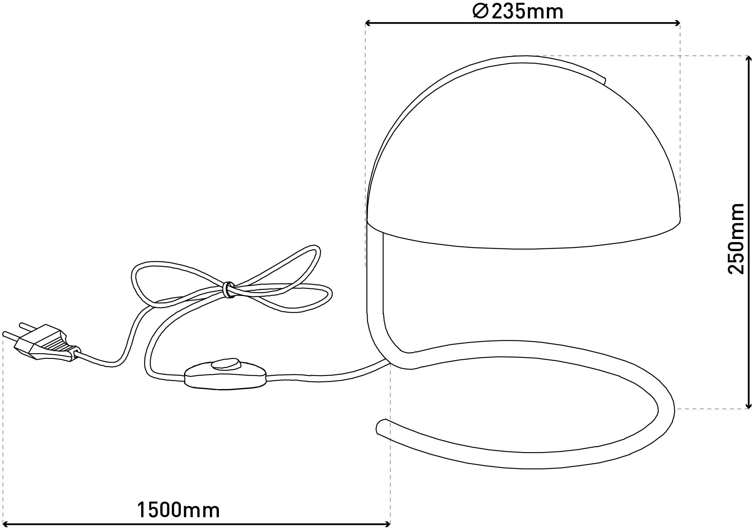 näve Tafellamp Burano halfronde glazen kap, 1x e27, snoer zwart 150cm (1 stuk)