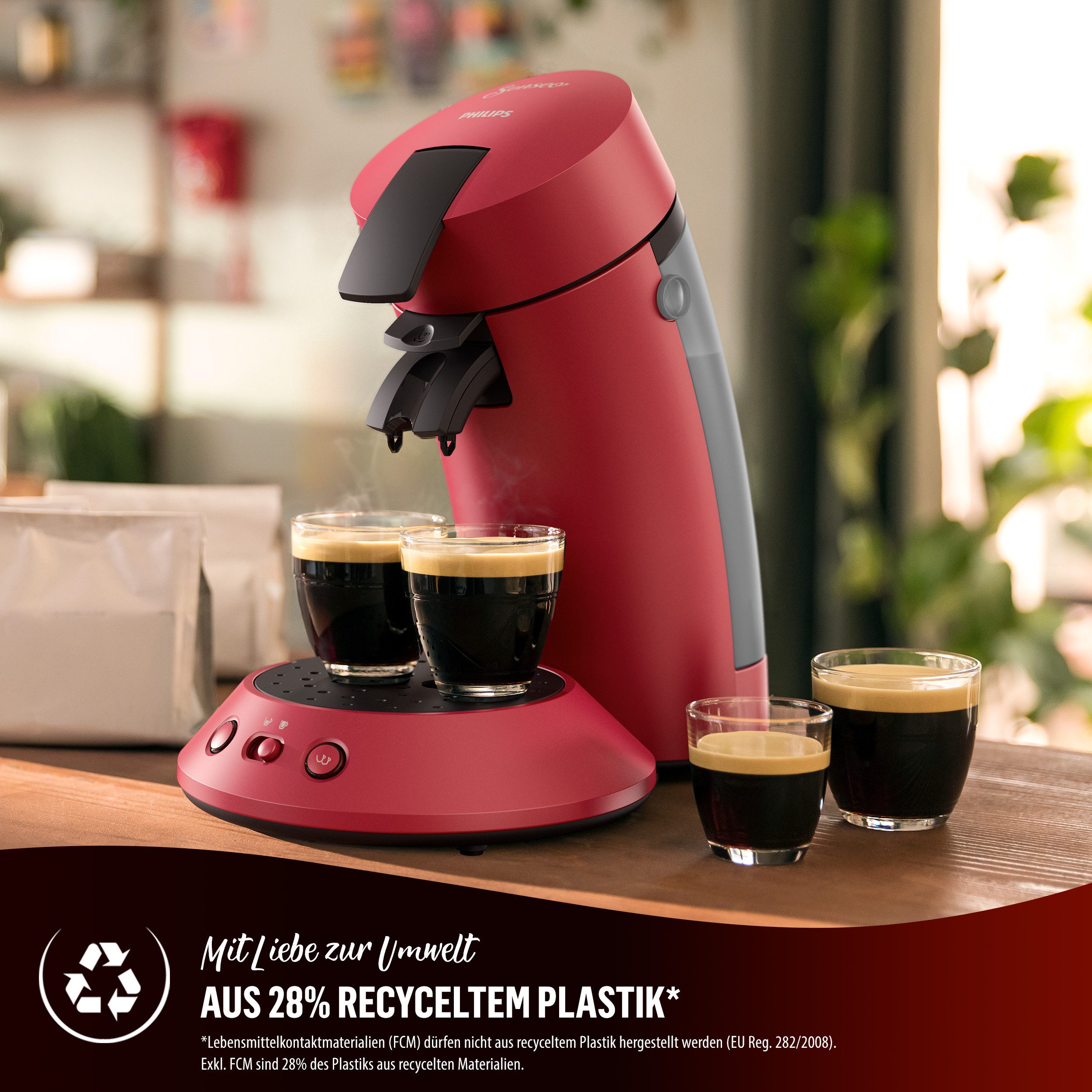 Senseo Koffiepadautomaat Orginal Plus CSA210/90, van 28% gerecycled plastic, inclusief gratis toevoeging (waarde 5 € rrp)