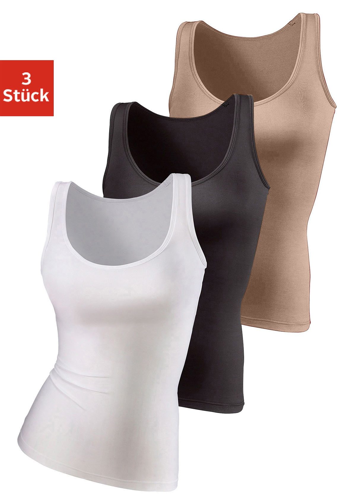 Vivance active Hemd van zachte microvezel, tanktop, onderhemd (Set van 3)