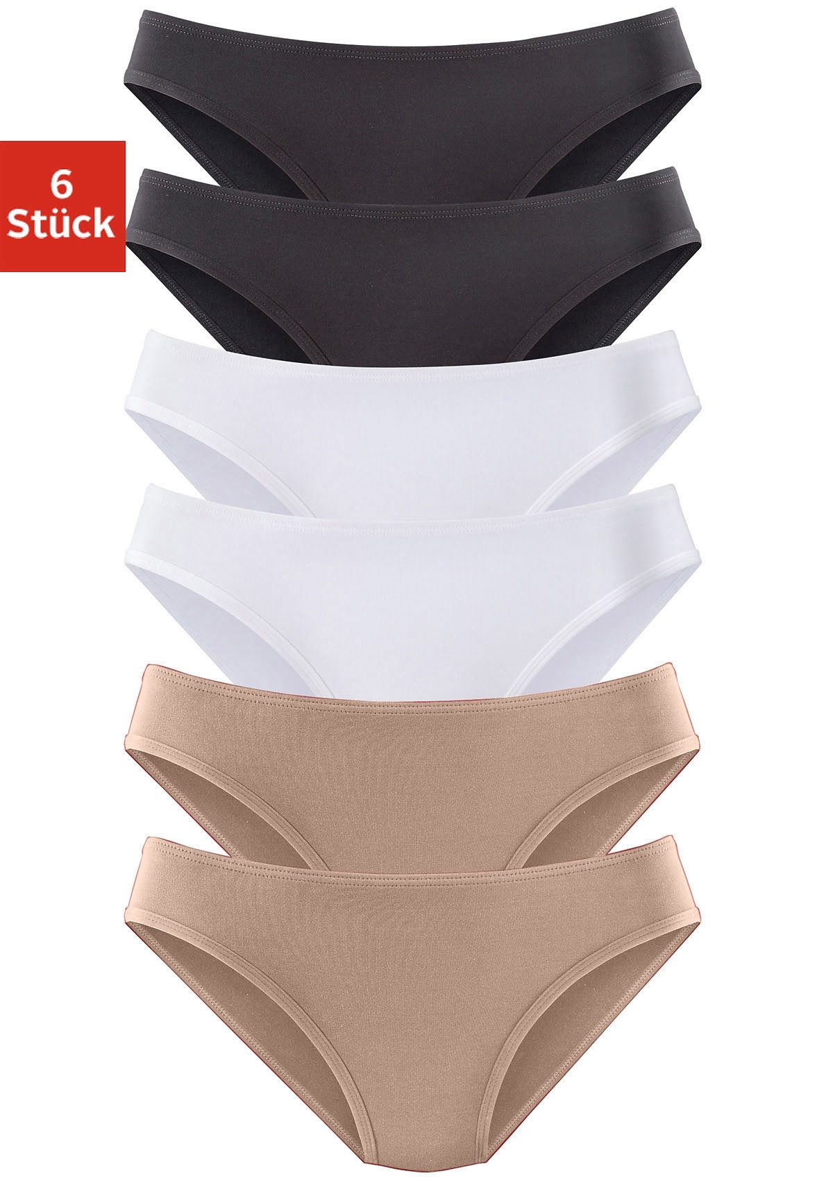 vivance active Jazz-hipsters van zacht microvezel (6 stuks, Set van 6) dames slips maat 32/34 multicolor
