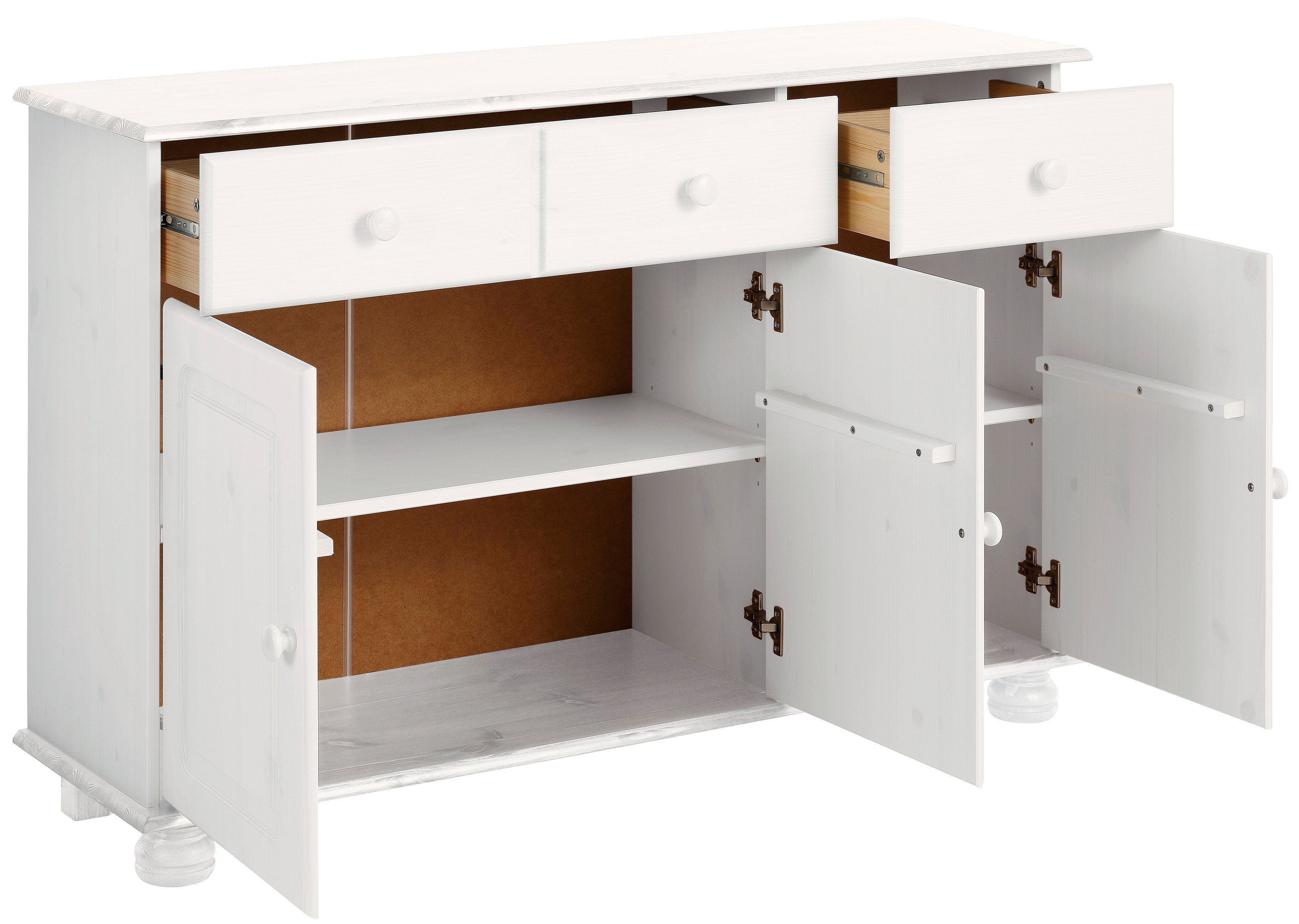 Home affaire Dressoir Mette Commode met gefreesde, bolvormige voeten, breedte 120 cm