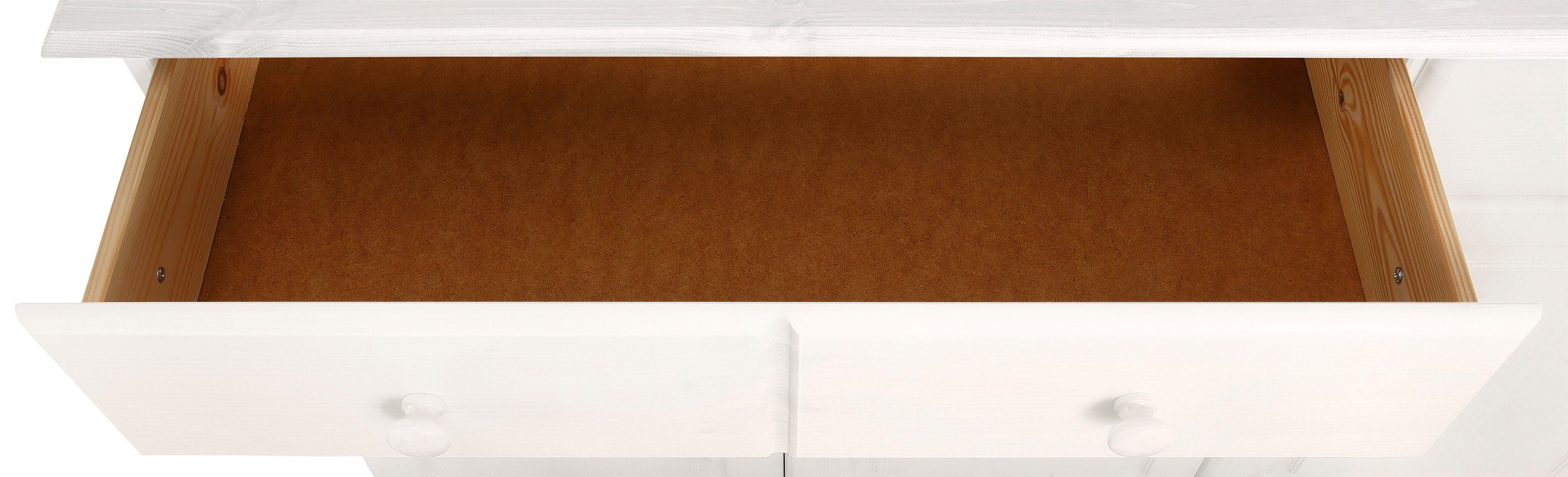 Home affaire Dressoir Mette Commode met gefreesde, bolvormige voeten, breedte 120 cm
