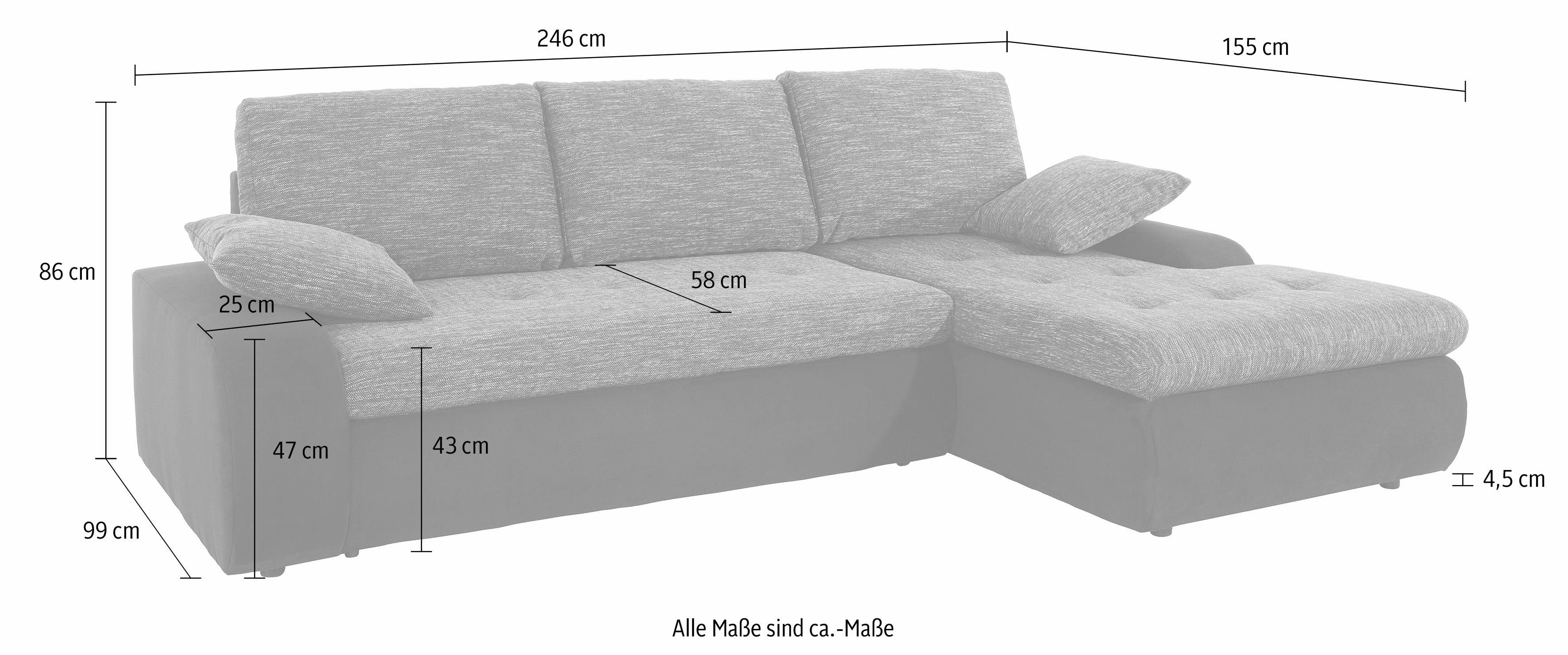 TRENDMANUFAKTUR Hoekbank Indie, modern en comfortabel, materiaalmix, OTTO's keuze, L-vorm