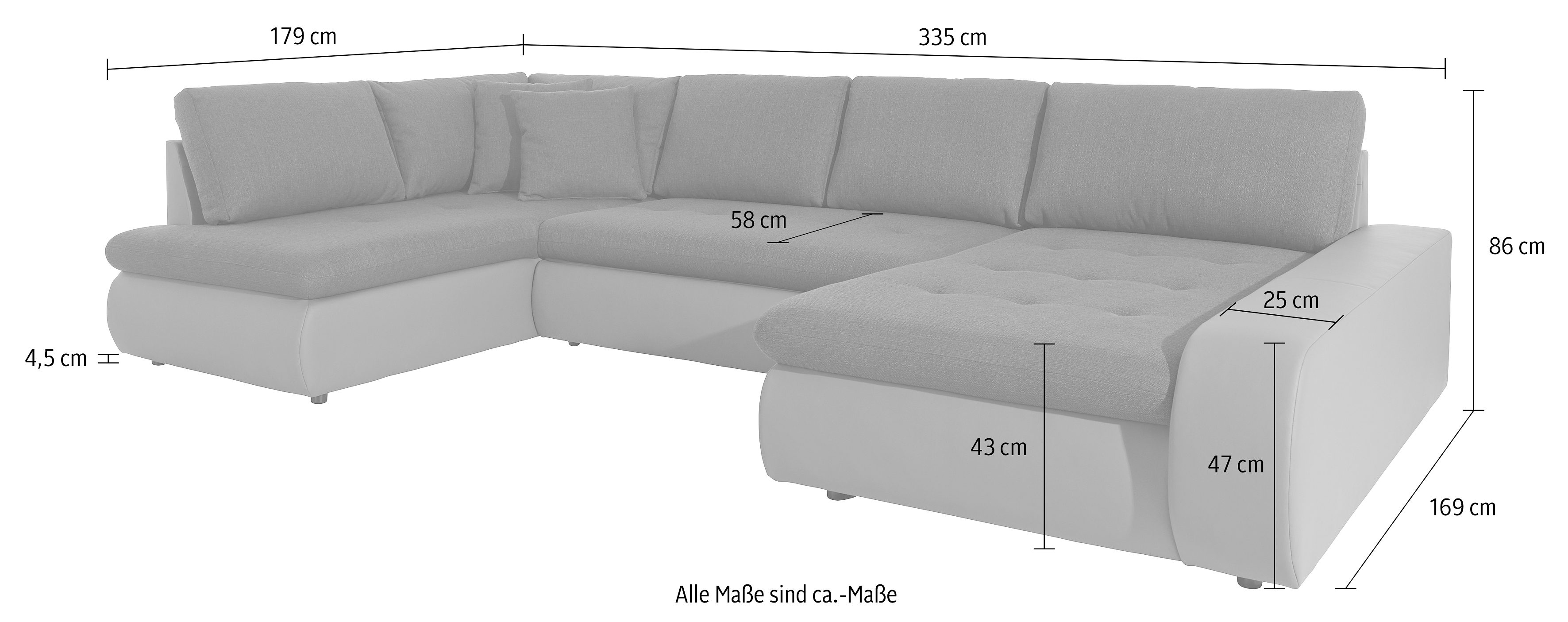 TRENDMANUFAKTUR Zithoek Indie, geweldig zitcomfort, uitgebreide detailafwerking, U-vorm