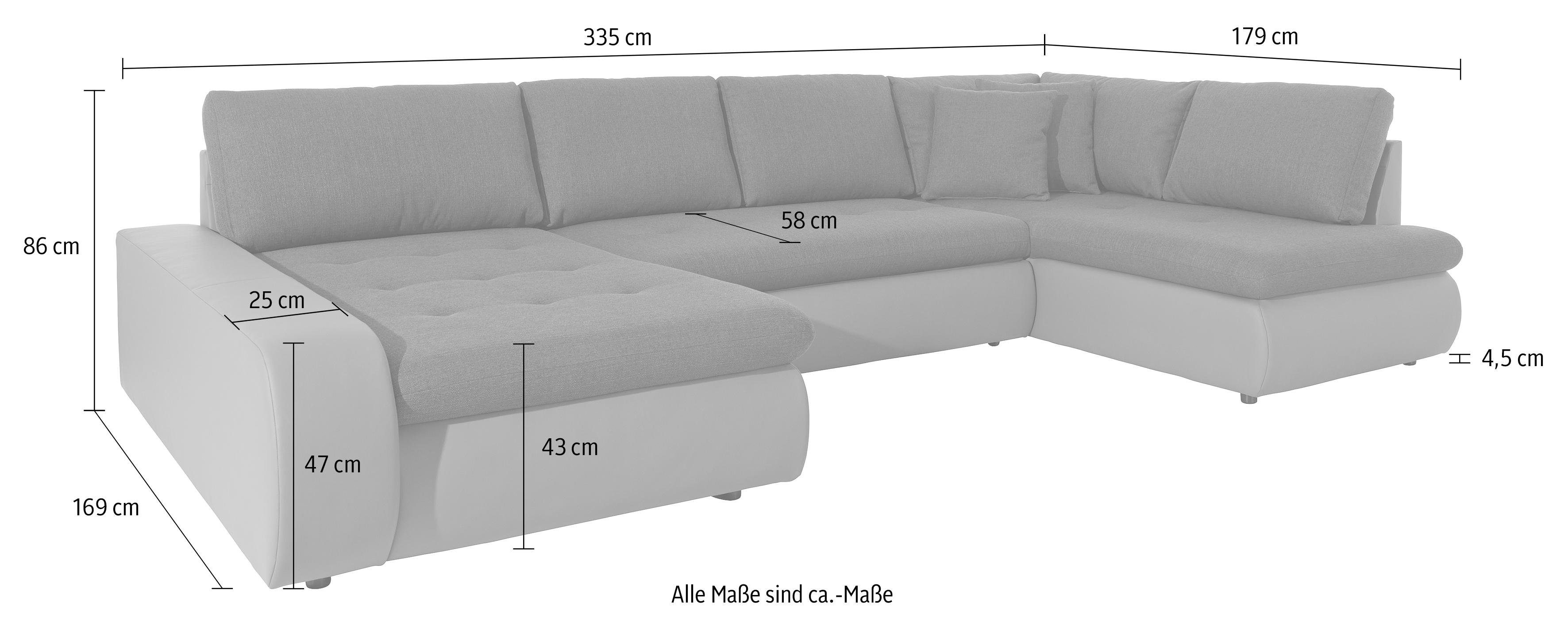 TRENDMANUFAKTUR Zithoek Indie, geweldig zitcomfort, uitgebreide detailafwerking, U-vorm