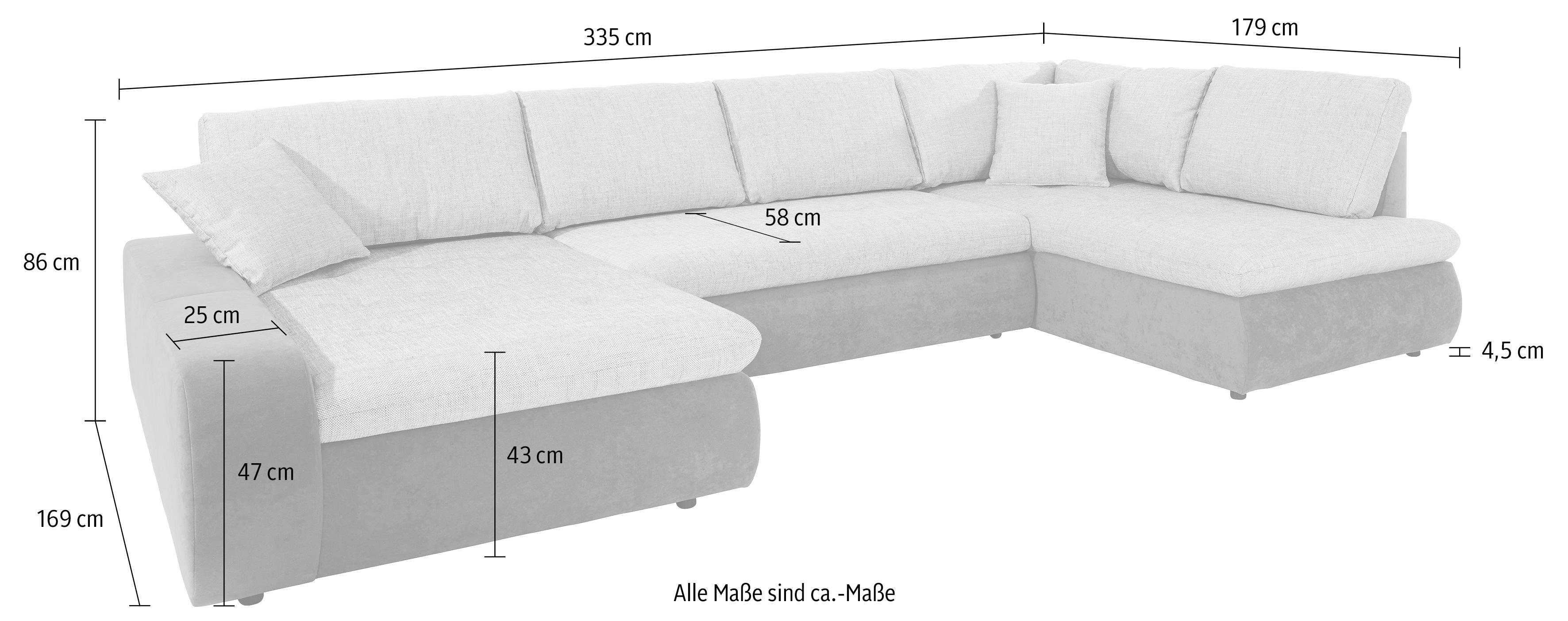 TRENDMANUFAKTUR Zithoek Indie, geweldig zitcomfort, uitgebreide detailafwerking, U-vorm