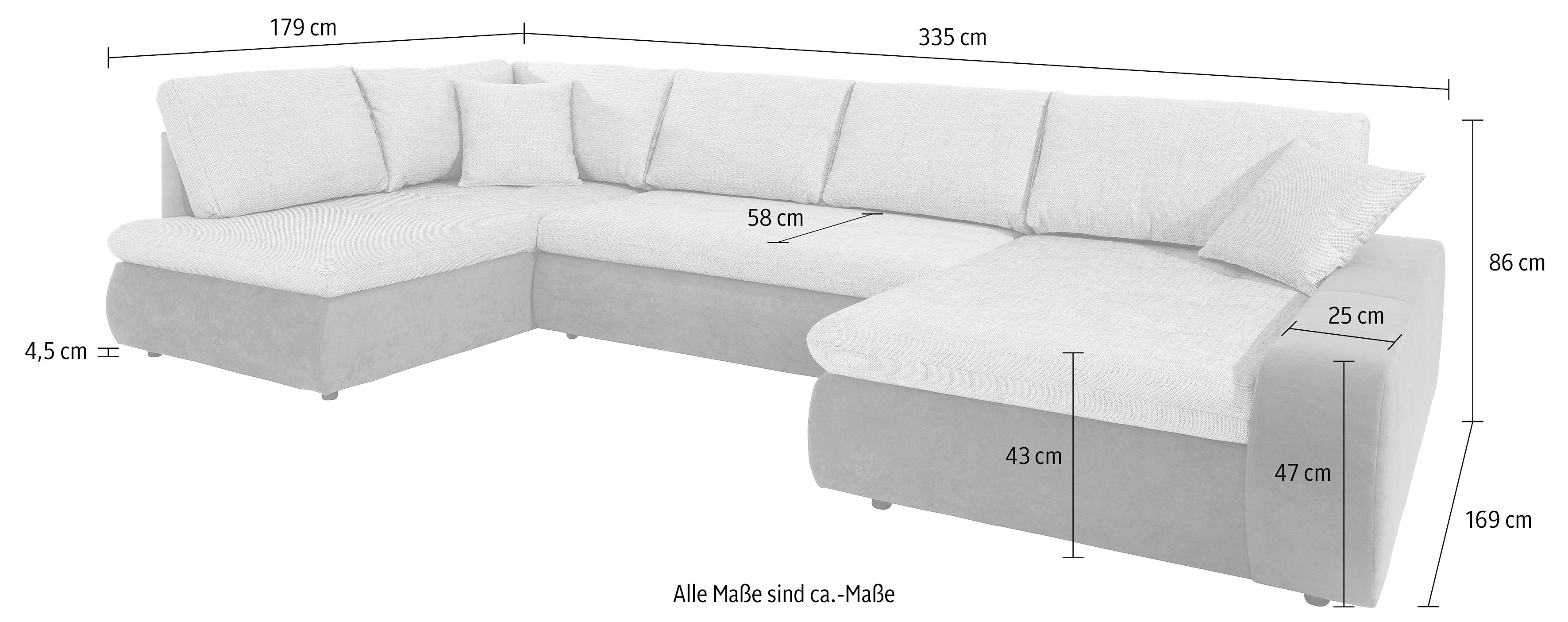TRENDMANUFAKTUR Zithoek Indie, geweldig zitcomfort, uitgebreide detailafwerking, U-vorm