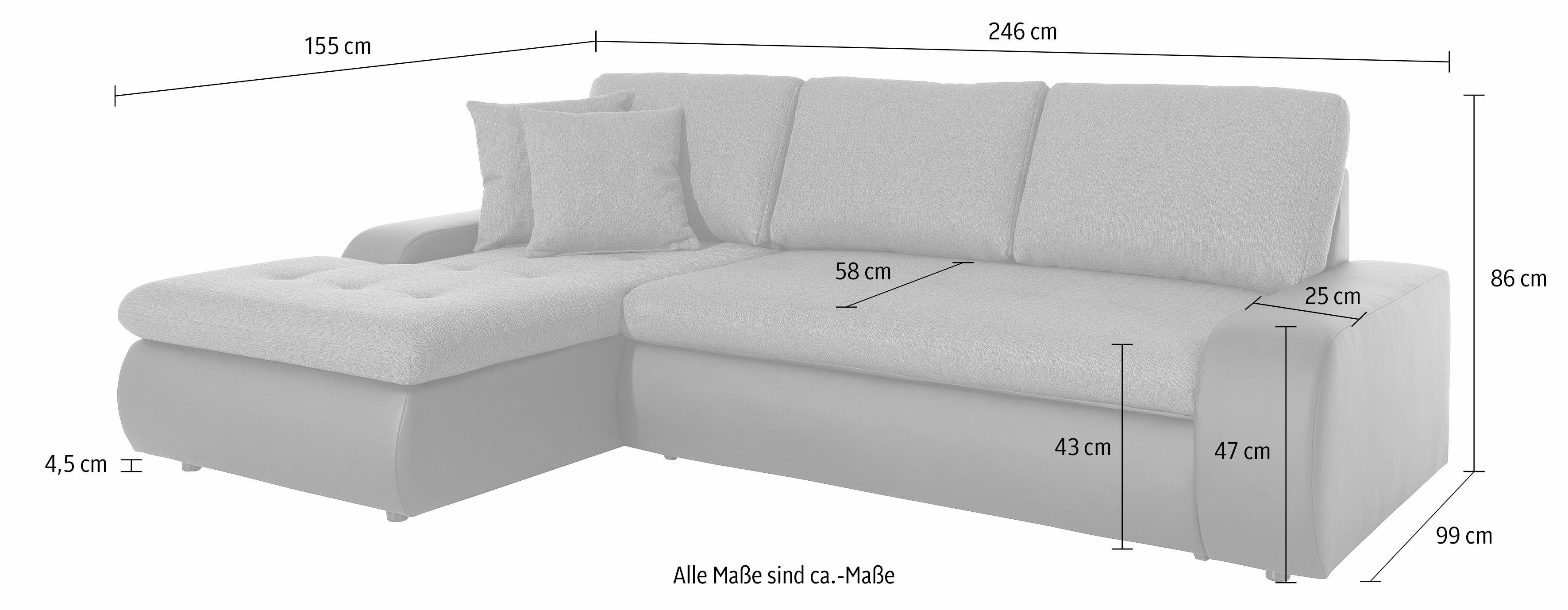 TRENDMANUFAKTUR Hoekbank Indie, modern en comfortabel, materiaalmix, OTTO's keuze, L-vorm