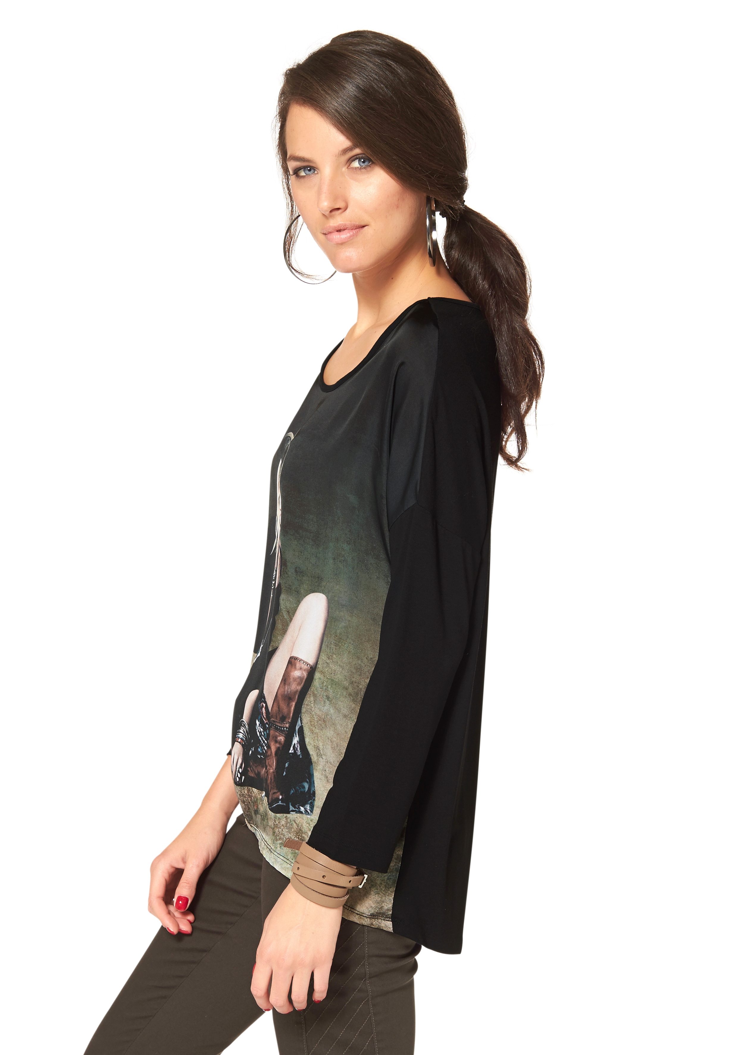 Aniston CASUAL Shirt met lange mouwen met elegante frontprint