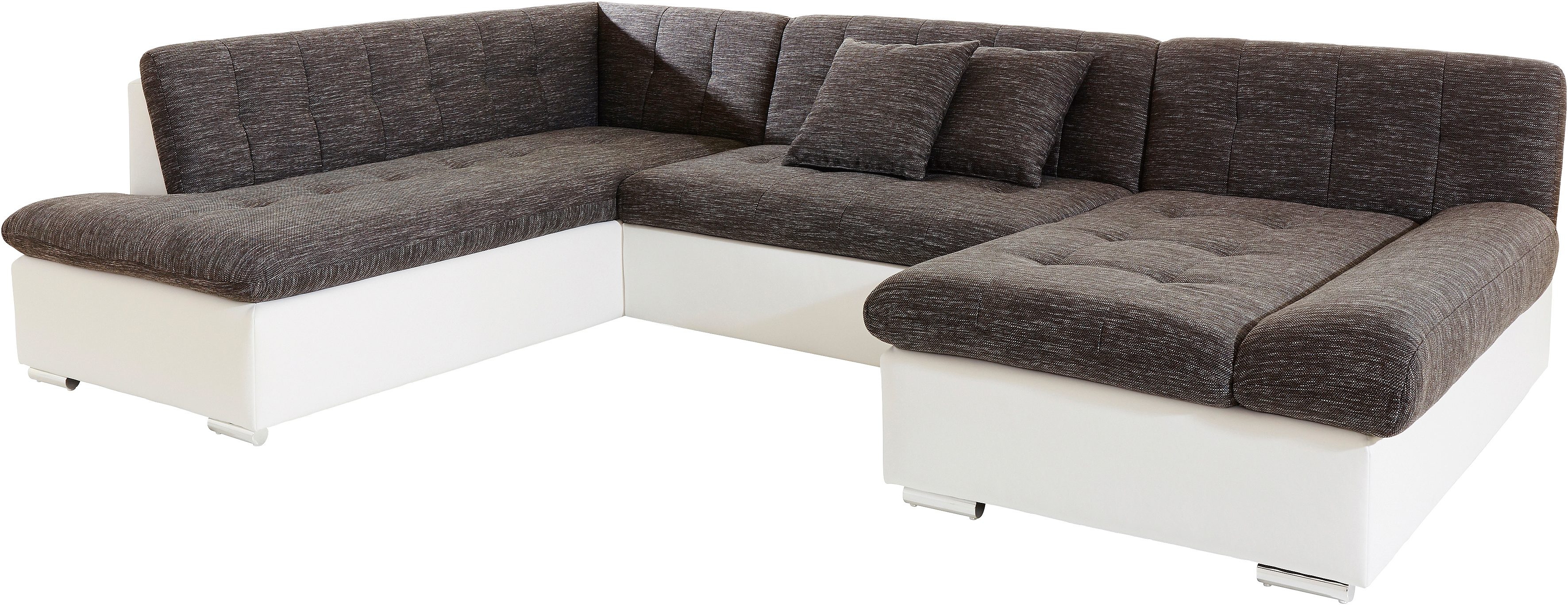 TRENDMANUFAKTUR Zithoek Reggae modern en comfortabel, actuele materiaalcombinatie, U-vorm wit, zithoeken, Récamier rechts, Zonder slaapfunctie