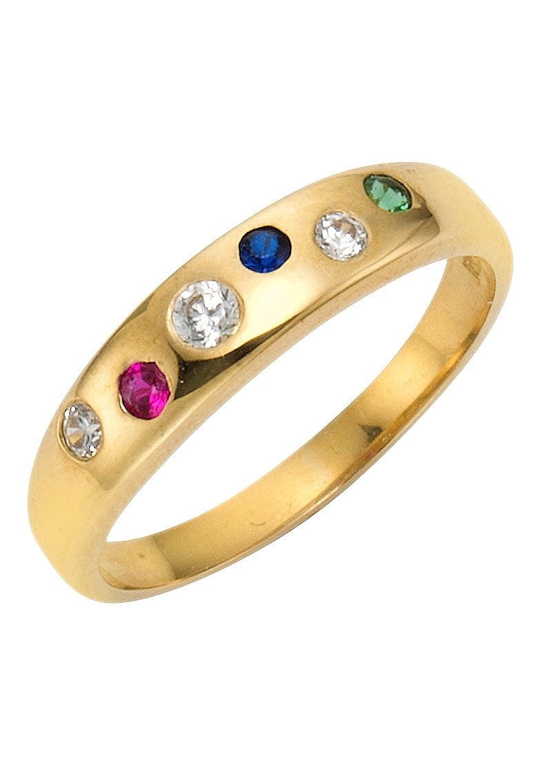 Firetti Gouden ring Sieraad cadeau Goudkleurig 333 damesring goudkleurige ring edelsteen kleursteen dames ringen maat 18 multicolor