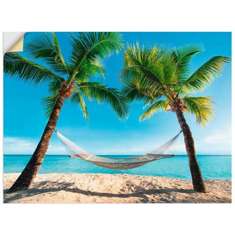 Artland artprint Palmenstrand Karibik mit Hängematte
