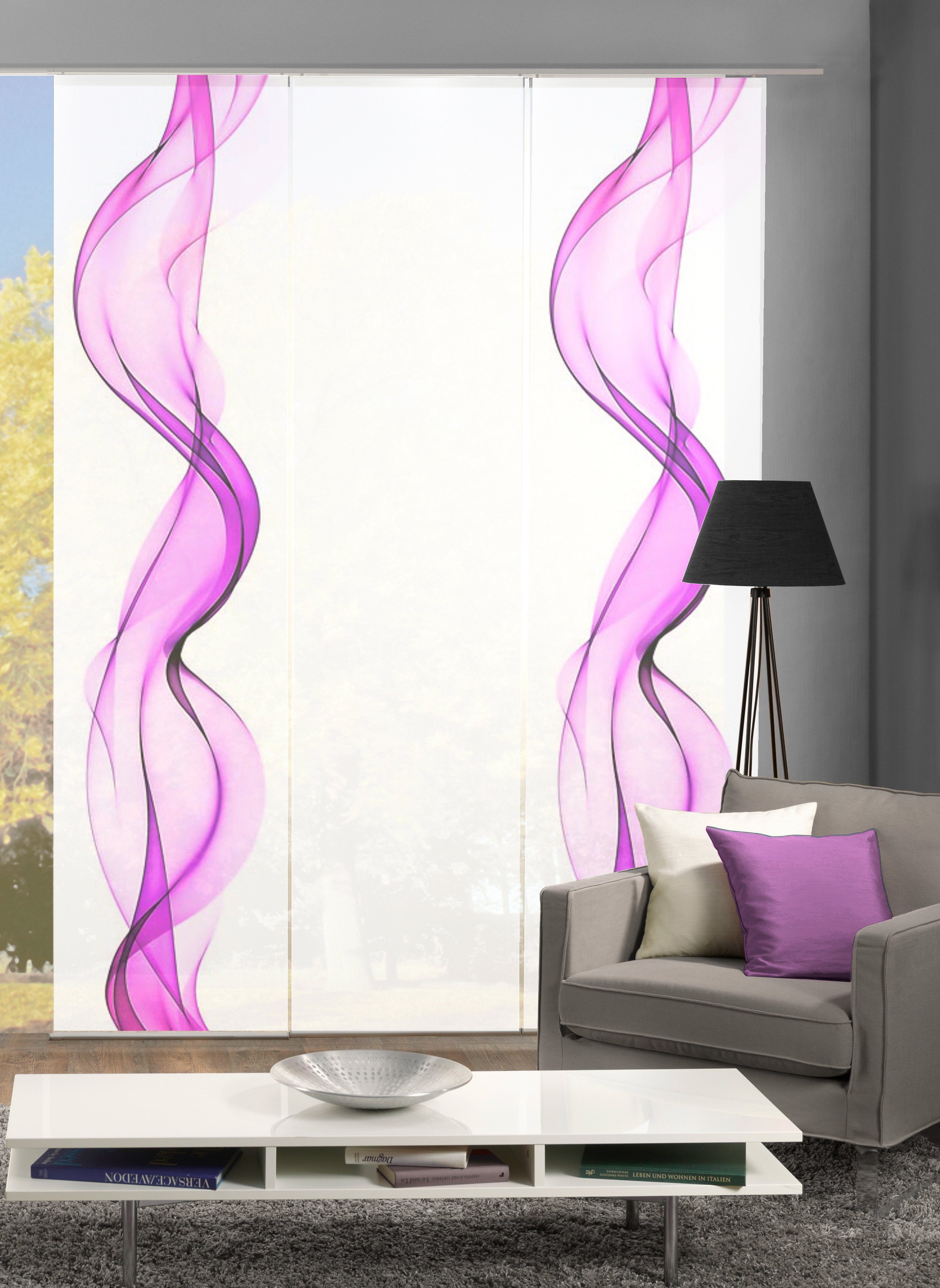 HOME WOHNIDEEN Paneelgordijn ALBERTA HxB: 245x60, ondoorzichtig, inclusief bevestigingsmateriaal (3 stuks)
