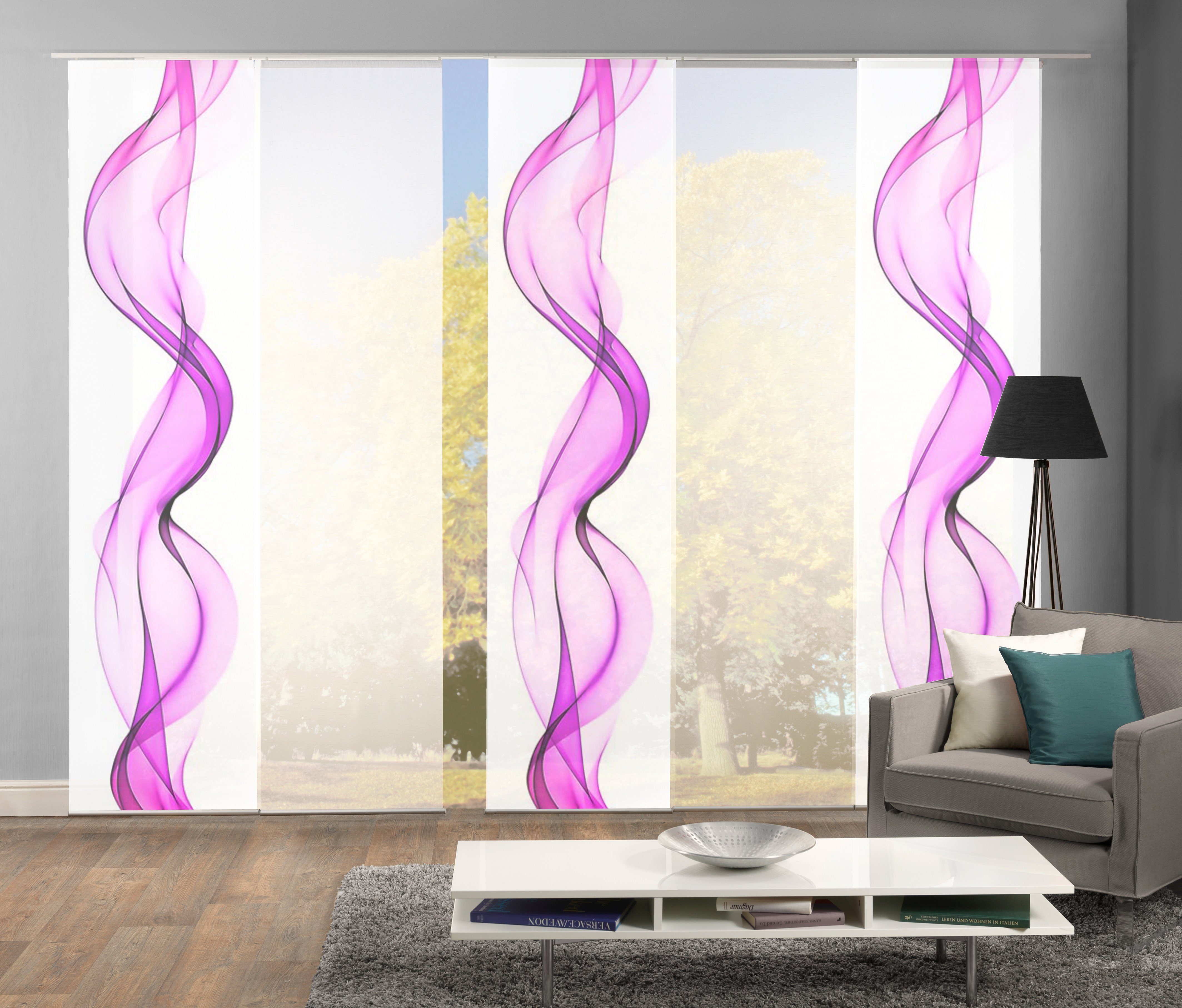 HOME WOHNIDEEN Paneelgordijn ALBERTA HxB: 245x60, ondoorzichtig, inclusief bevestigingsmateriaal (5 stuks)