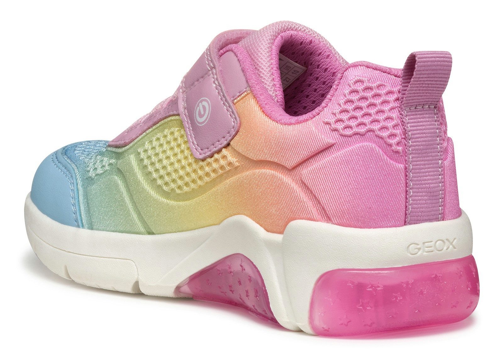 Geox Sneakers J FADINLIGHT GIRL knipper schoen , regenboogschoen, pride sneaker, kleurrijke klittenbandschoen met elastische band