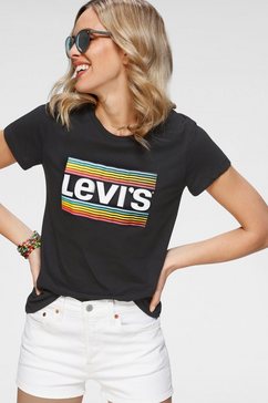 levi's shirt met ronde hals the perfect tee pride edition fijne strepen in de kleuren van de regenboog zwart