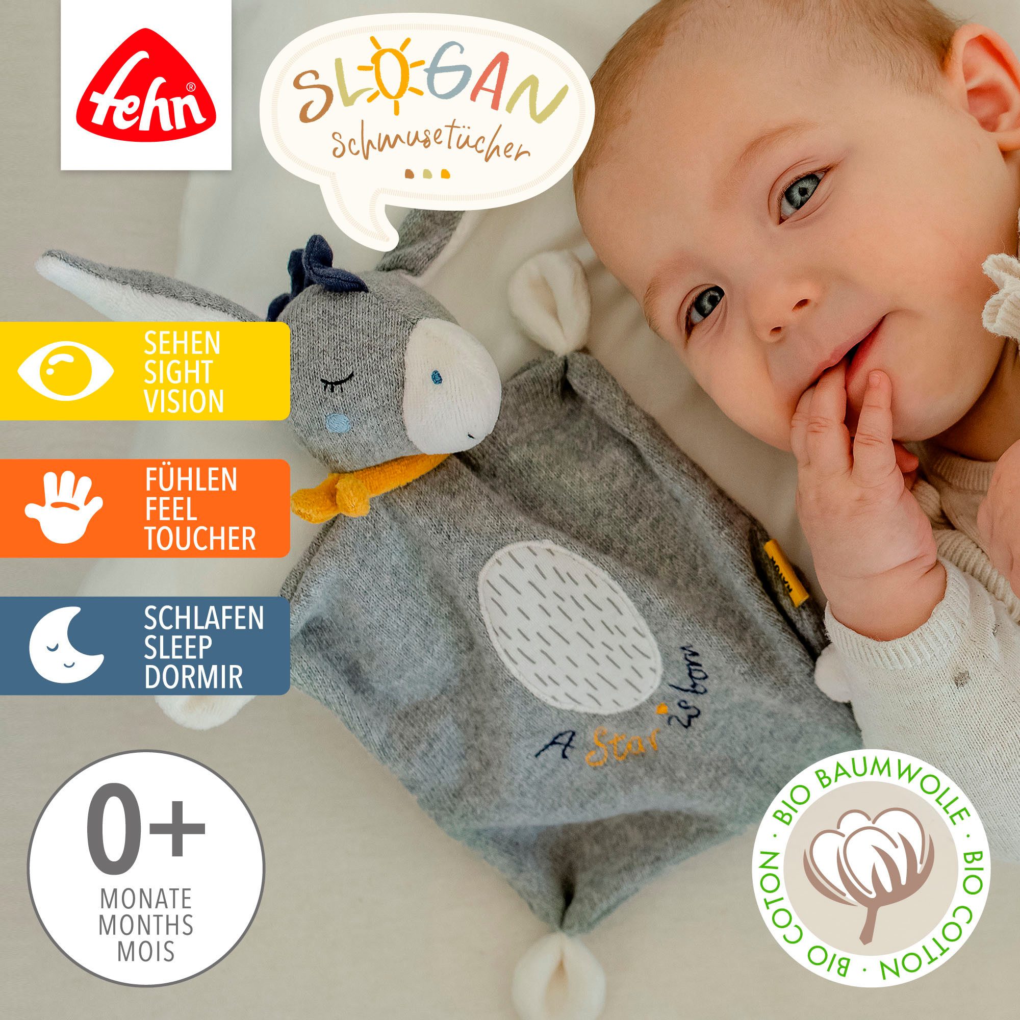 Fehn Knuffeldoek FehnNATUR, Ezel "Star"