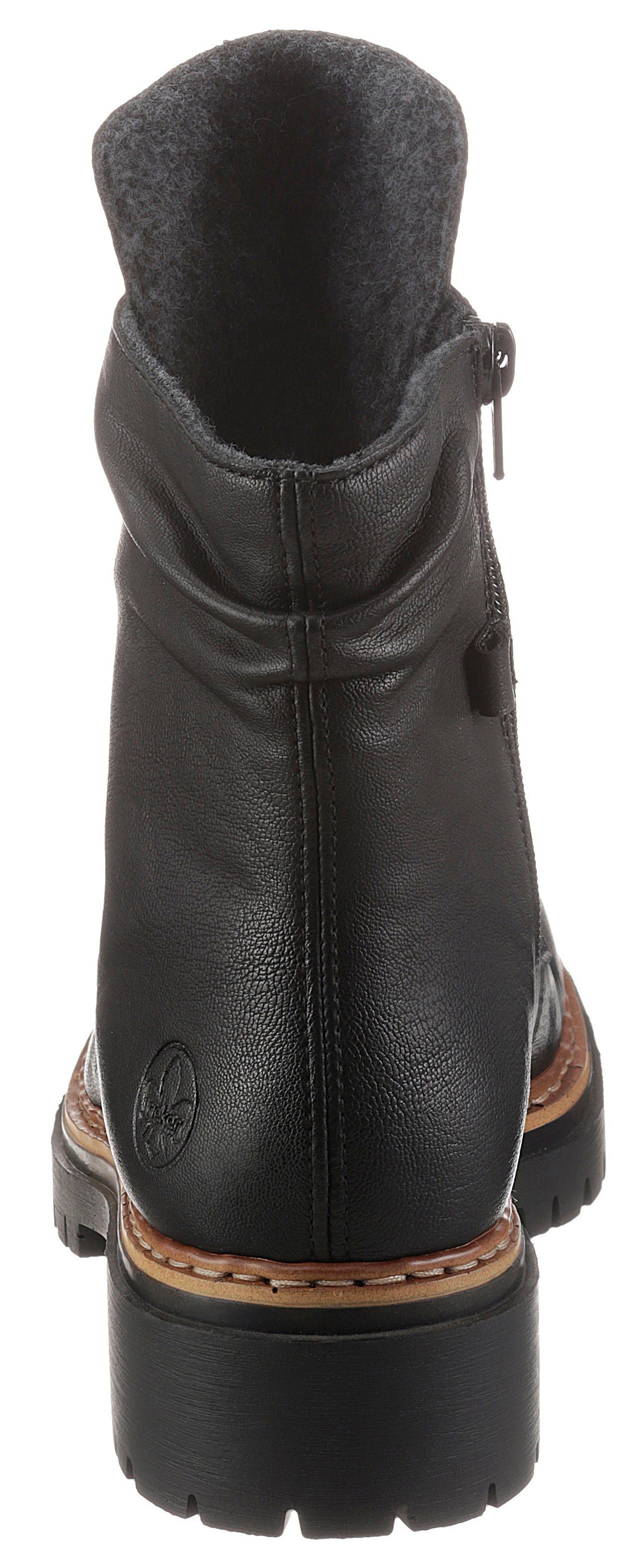 Rieker Hoge veterschoenen , enkellaarsjes, profielzool, blokhak, met casual vetersluiting