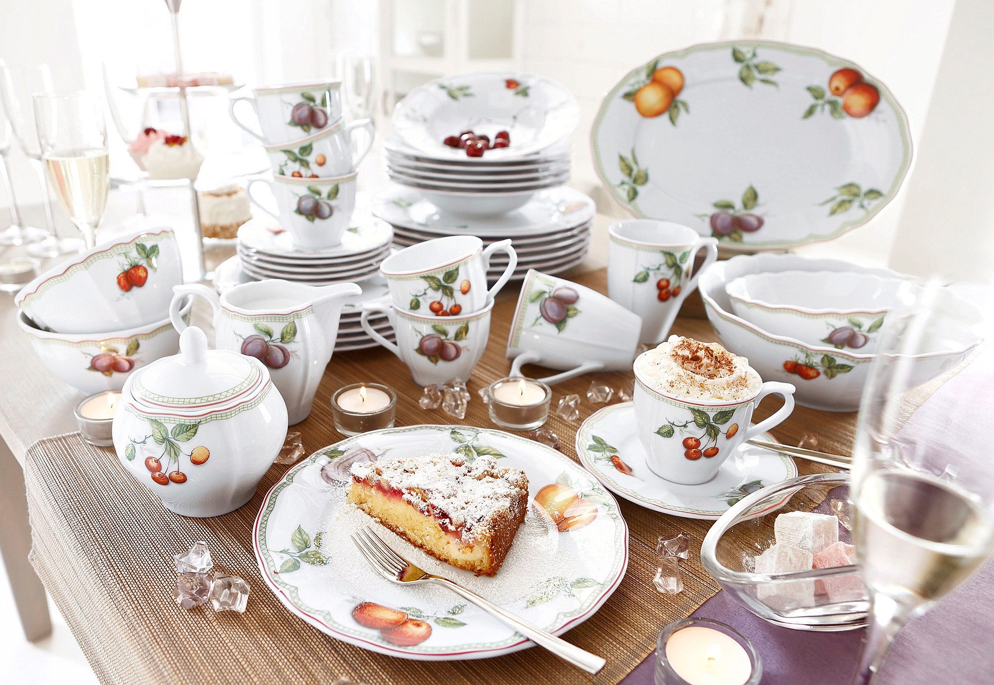 CreaTable Combi-servies Servies-set Flora Orchard Servies, 30 delen, voor 6 personen (set, 30-delig)