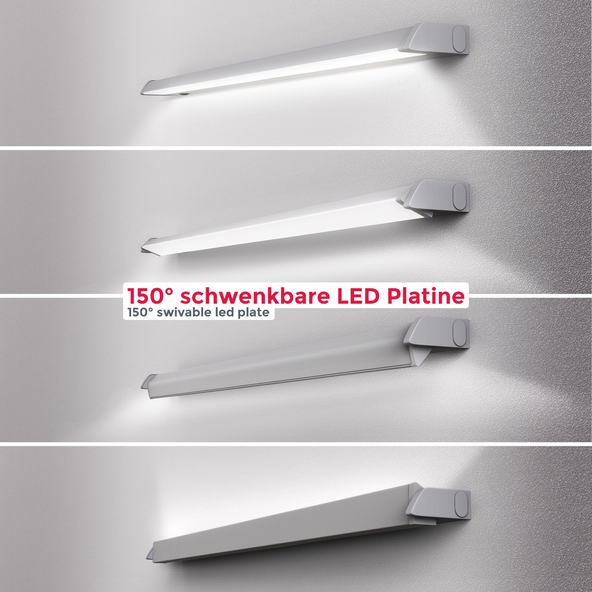 B.K.Licht Lichtstrook Onderbouwlamp, kast-lamp, draaibaar, keukenbalk, zilverkleur, 8W