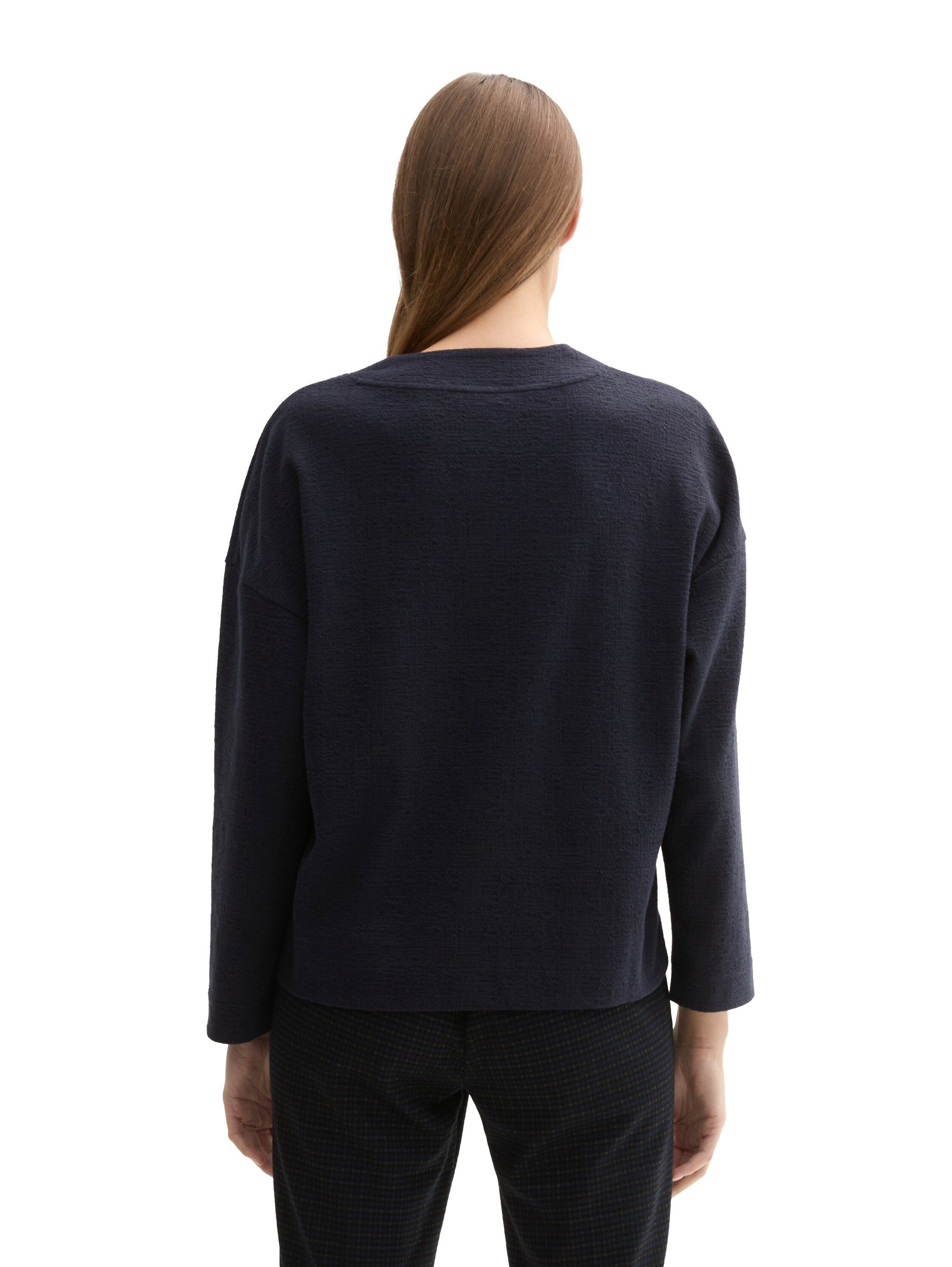 Tom Tailor Sweatshirt met structuur en v-hals