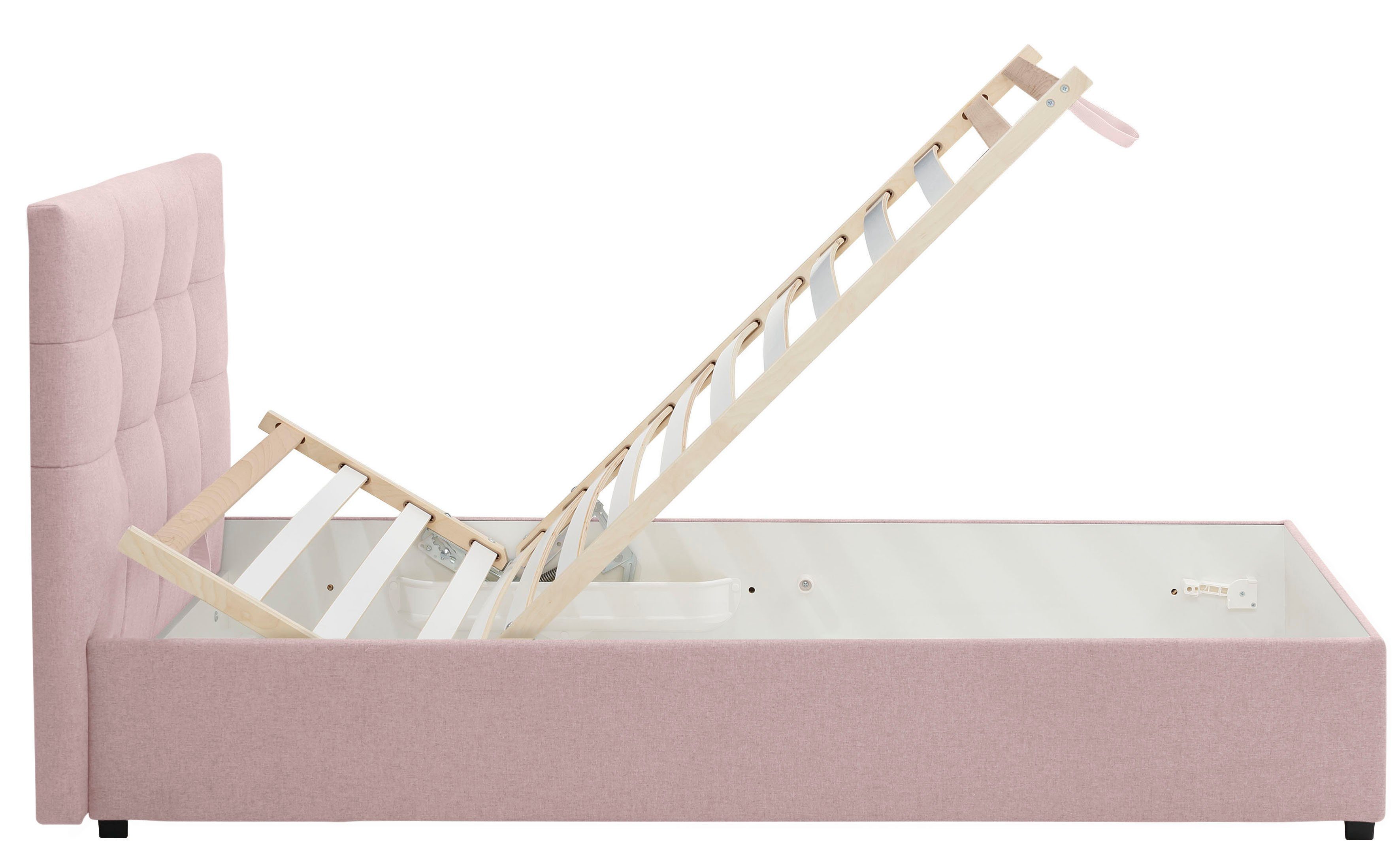 Lüttenhütt Gestoffeerd bed Endres met bedkist, naar keuze zonder matras/lattenbodem of incl. matras