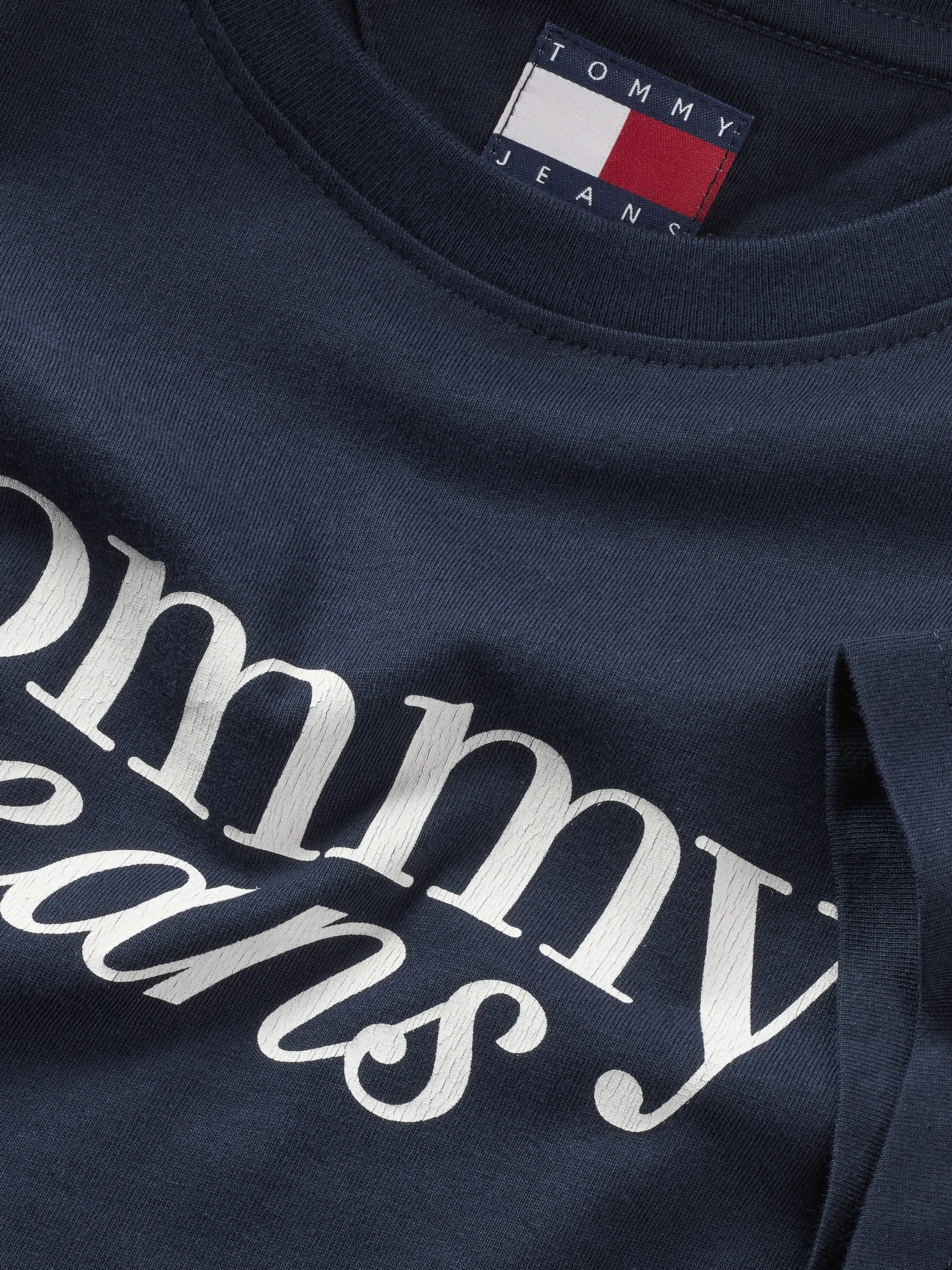 Tommy Jeans Curve Shirt met ronde hals Shirt TJW SLIM ESSENTIAL in grote maten, logoprint op borsthoogte, met logoborduring