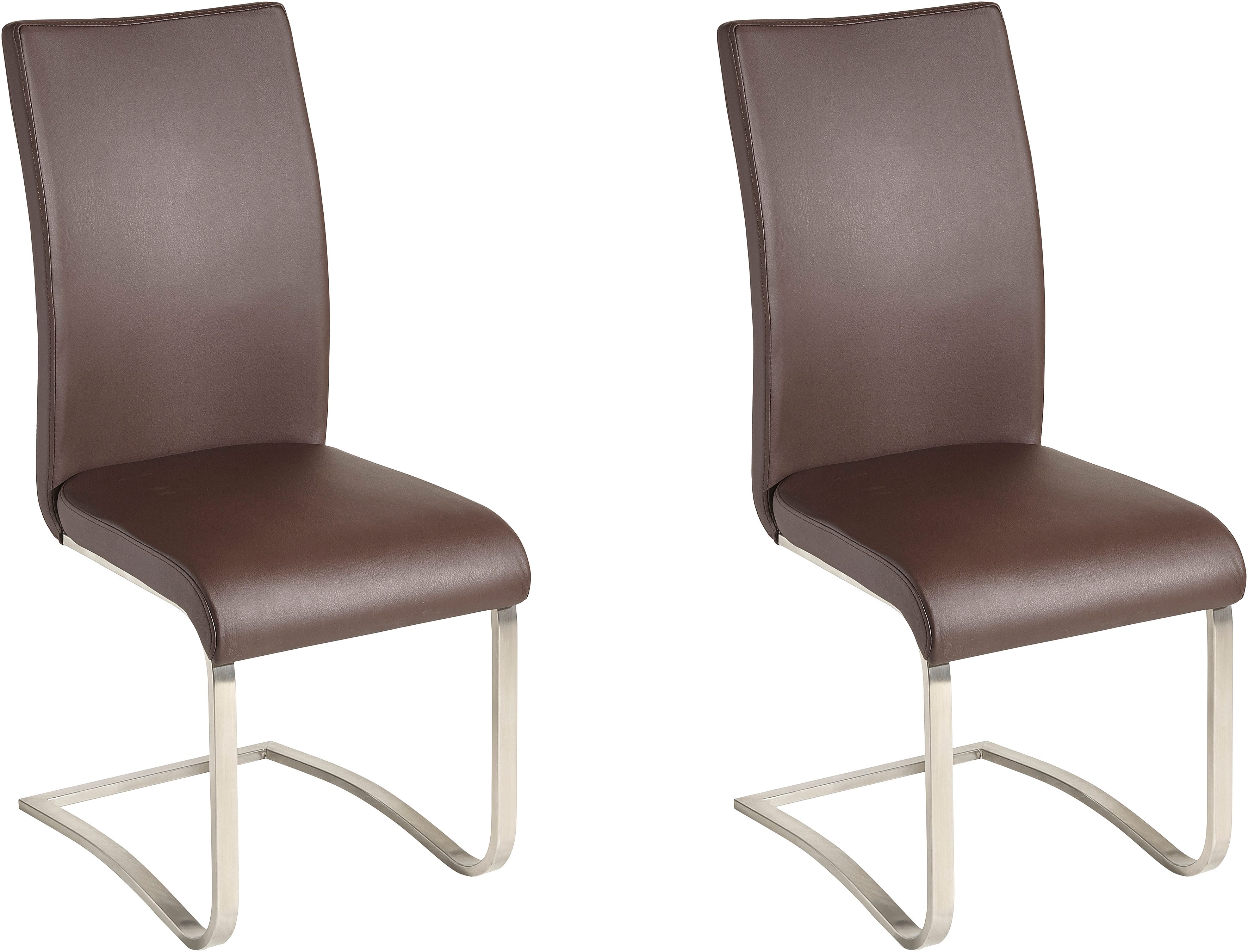 MCA furniture Vrijdragende stoel Arco Stoel overtrokken met echt leer, belastbaar tot 130 kg (2 stuks) zweefstoelen bruin