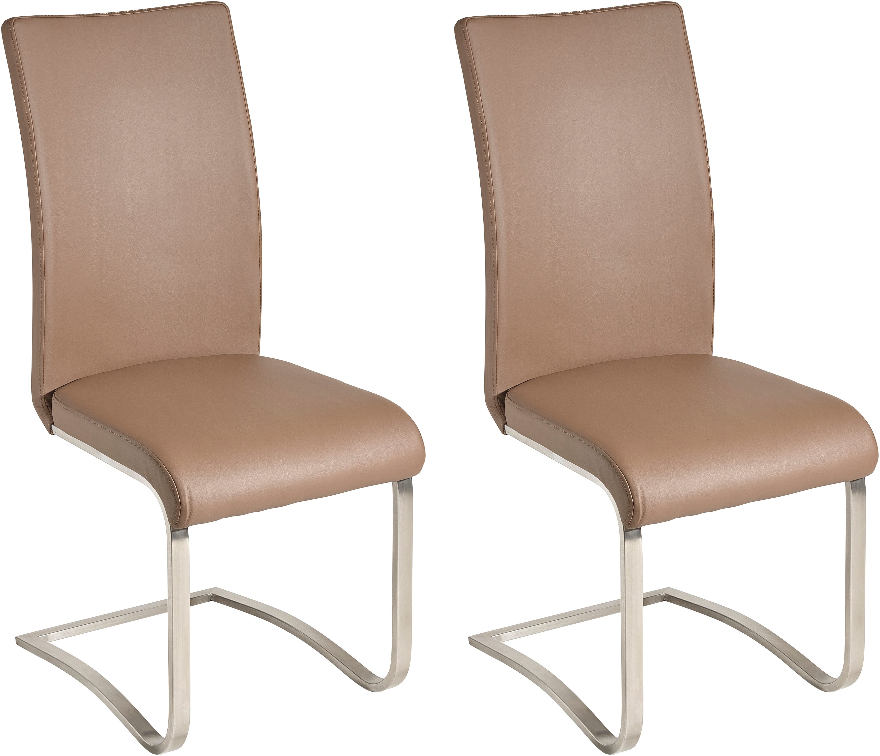MCA furniture Vrijdragende stoel Arco Stoel overtrokken met echt leer, belastbaar tot 130 kg (2 stuks)