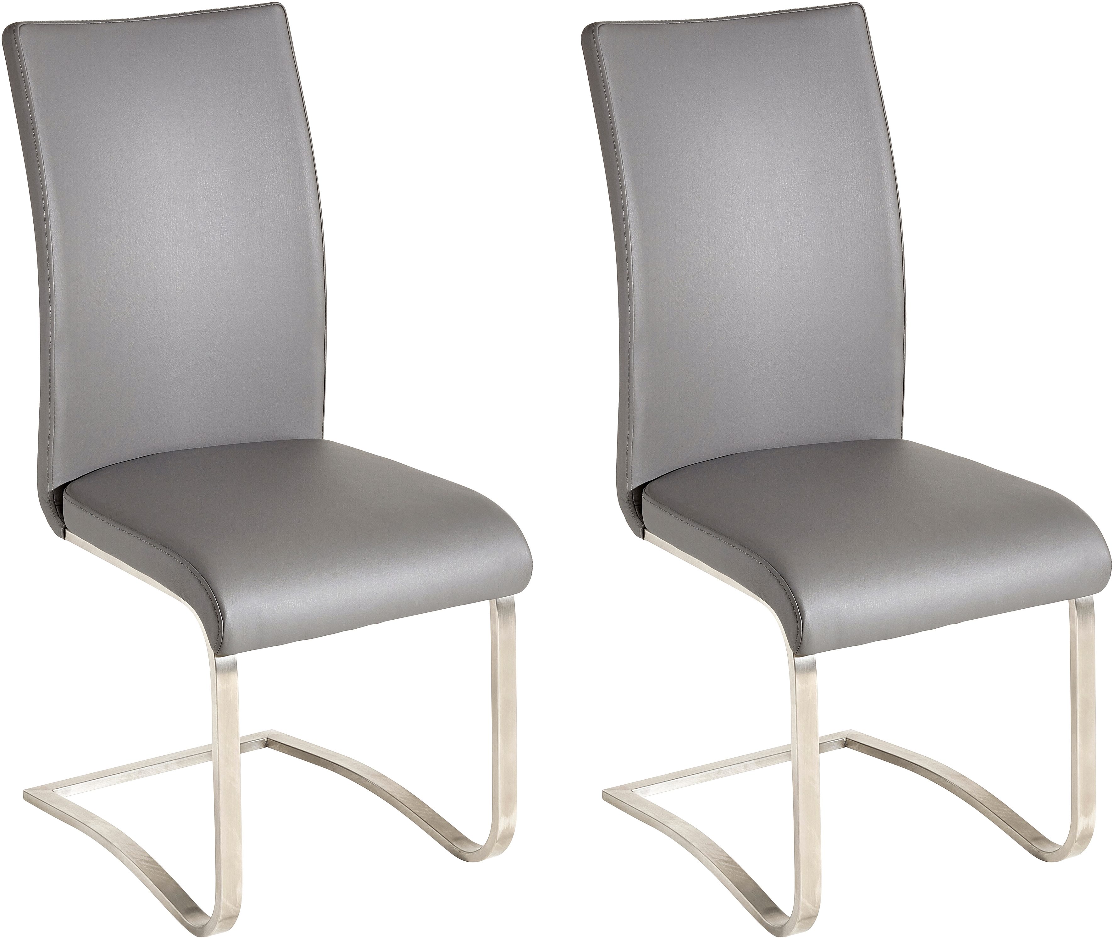 MCA furniture Vrijdragende stoel Arco Stoel overtrokken met echt leer, belastbaar tot 130 kg (2 stuks) zweefstoelen grijs