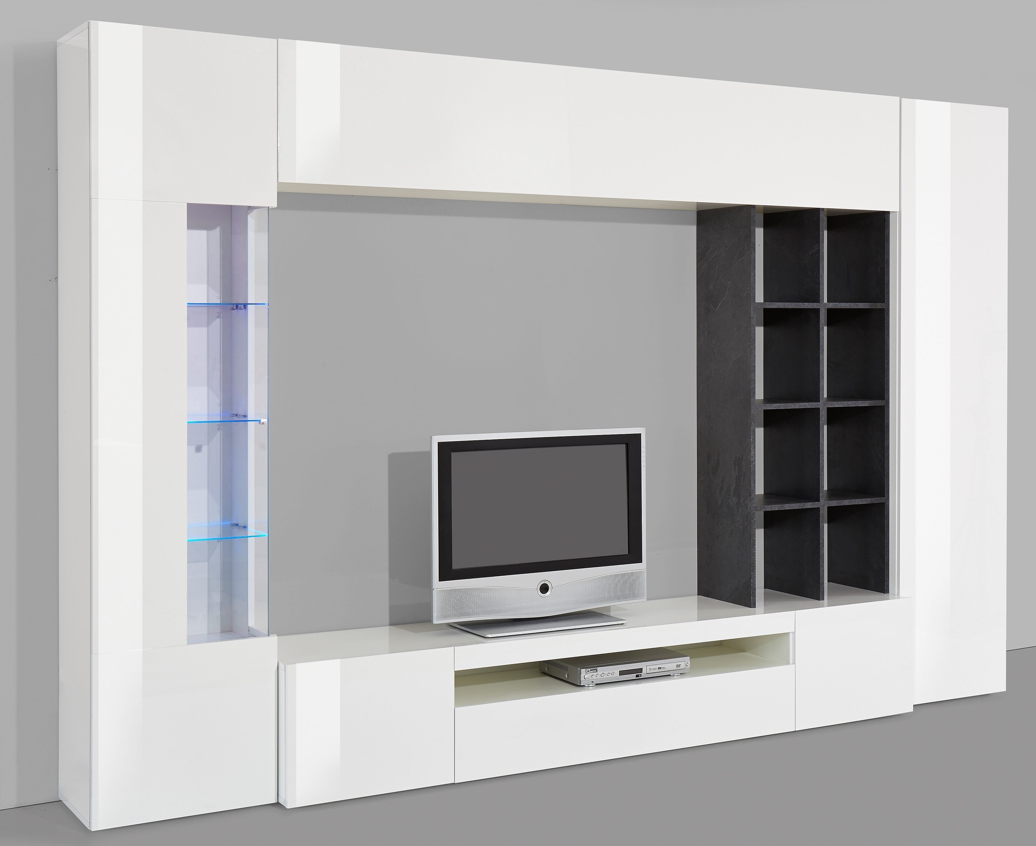 INOSIGN Wandmeubel New Egypt, wandmeubel, mediameubel, woonkamerwand 2 kleppen, 2 kleine deuren, 2 grote deuren, rekopbouw breedte 290 hoogte 191 (set, 5-delig)