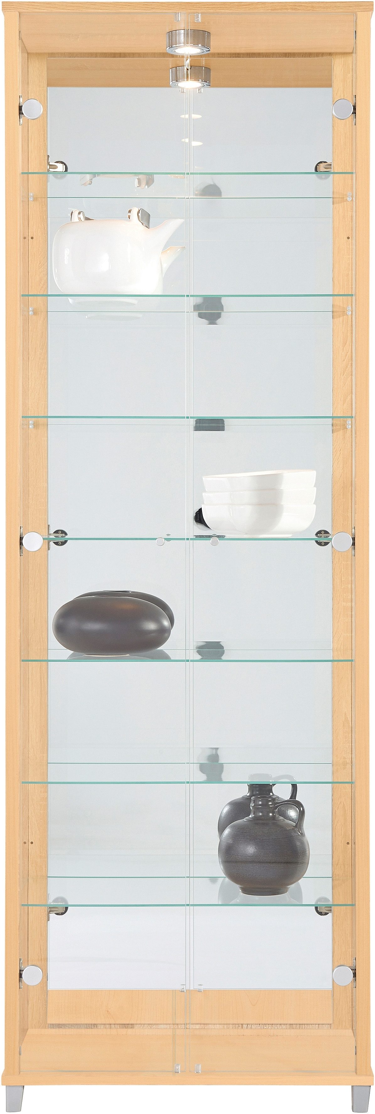 Kasten  vitrinekasten Vitrinekast met spiegelachterwand  7 glasplateaus 324861