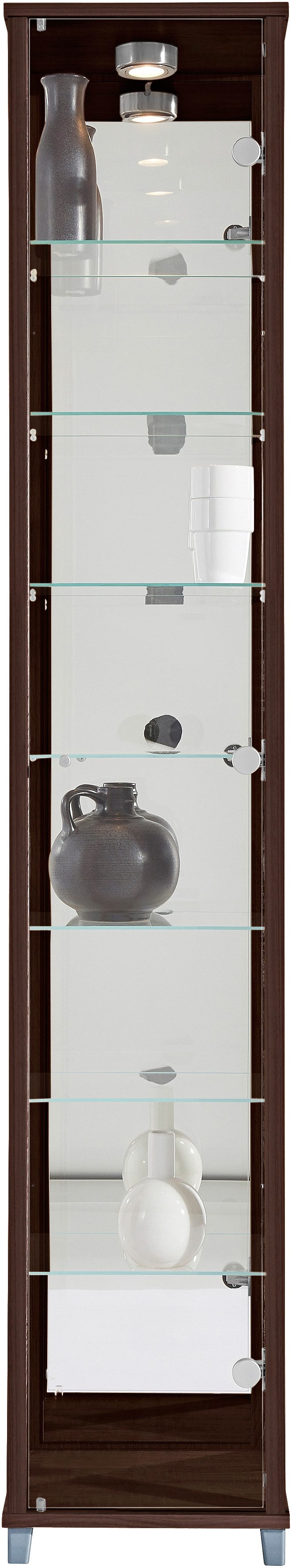 Vitrinekast met spiegelachterwand & 7 glasplateaus