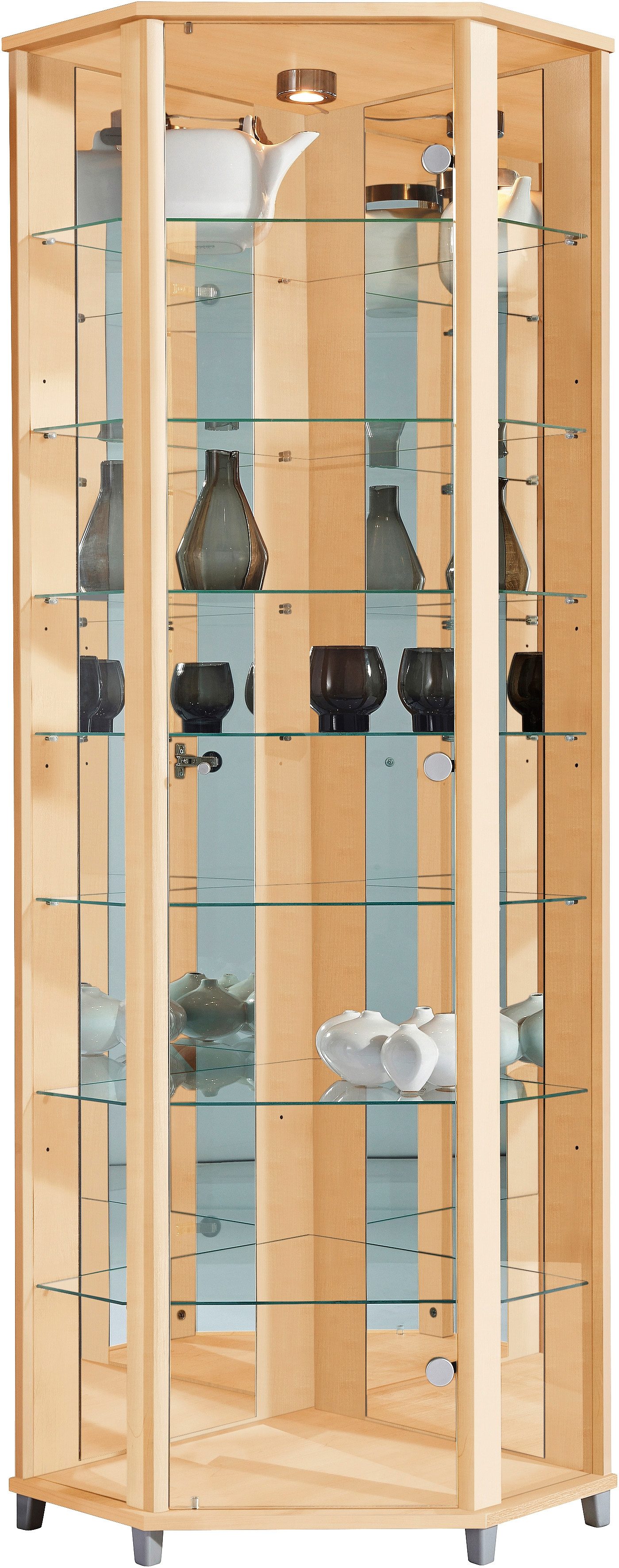 Kasten  vitrinekasten Hoekvitrinekast hoogte 172 cm 7 glasplateaus 566048