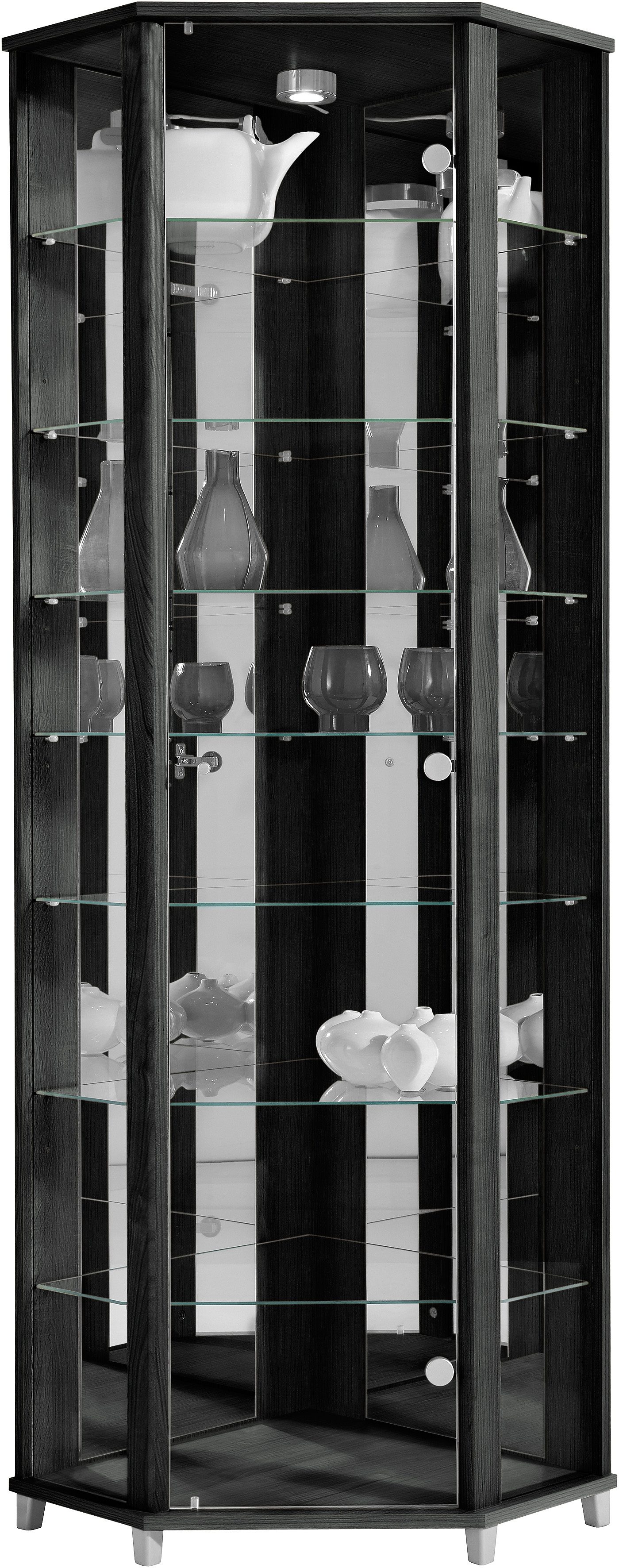 Kasten  vitrinekasten Hoekvitrinekast hoogte 172 cm 7 glasplateaus 676325