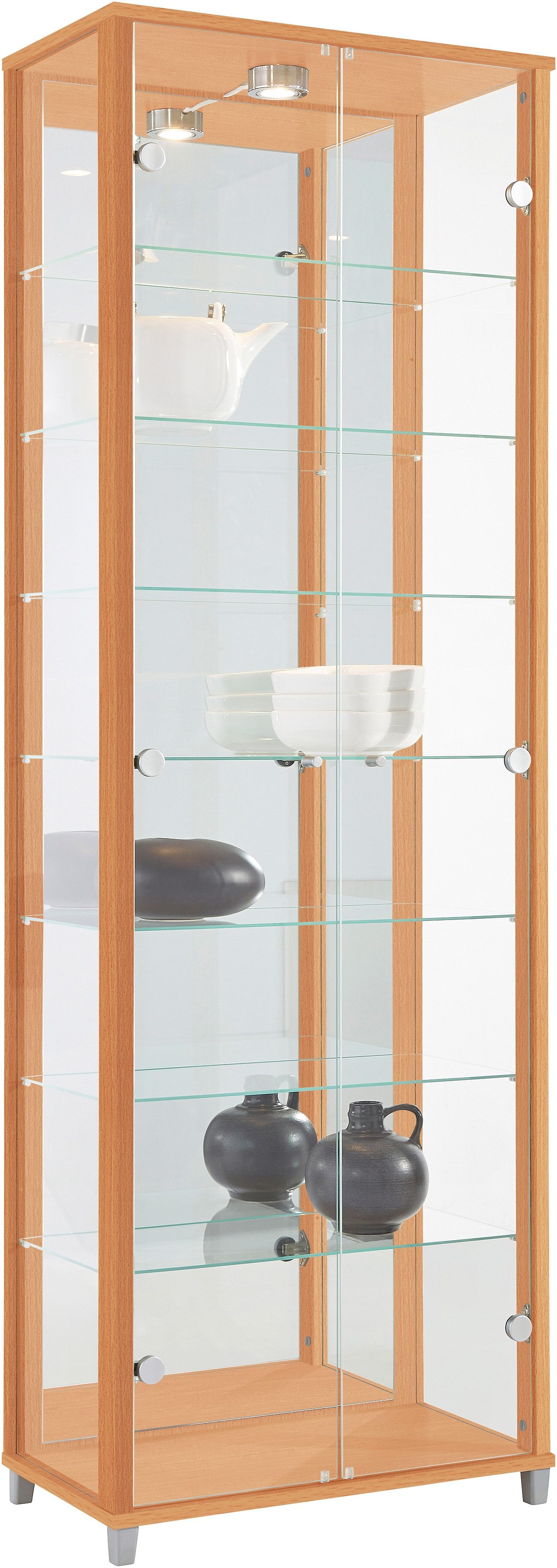 fif möbel Vitrinekast OPTIMA Staande vitrine/glasvitrine met 2 glazen deuren, perfect voor verzamelaars, verzamelvitrine