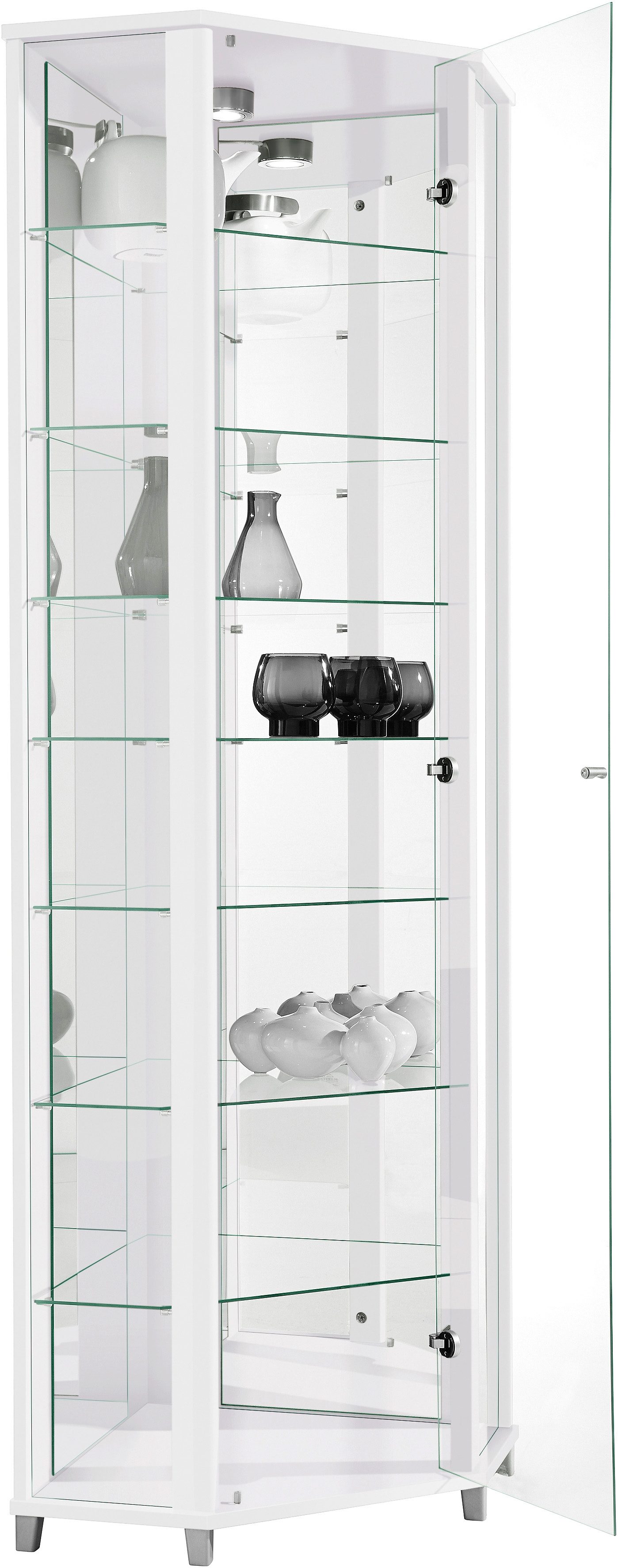 fif möbel Hoekvitrinekast TRIO hoogte ca. 172 cm, incl. verlichting Hoekvitrine/Glasvitrine 1x Glazen deur, perfect voor verzamelaars, verzamelvitrine