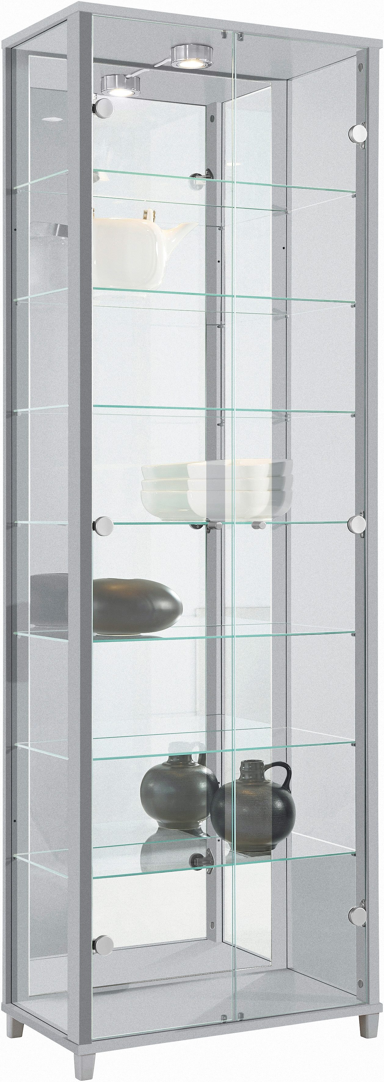 fif möbel Vitrinekast OPTIMA Staande vitrine/glasvitrine met 2 glazen deuren, perfect voor verzamelaars, verzamelvitrine